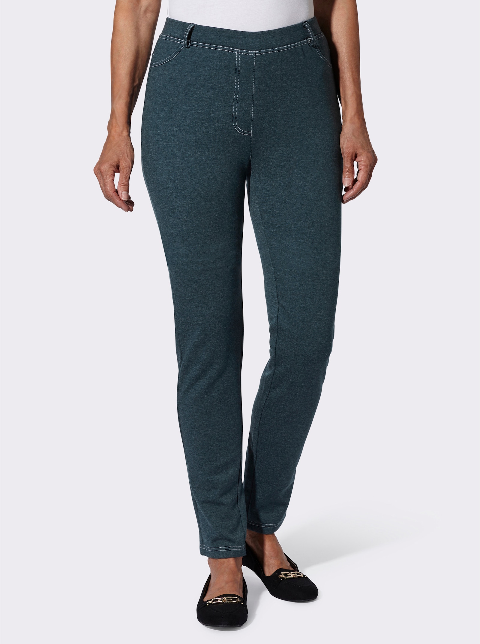 Broek van binnen warm opgeruwd - petrol gemêleerd