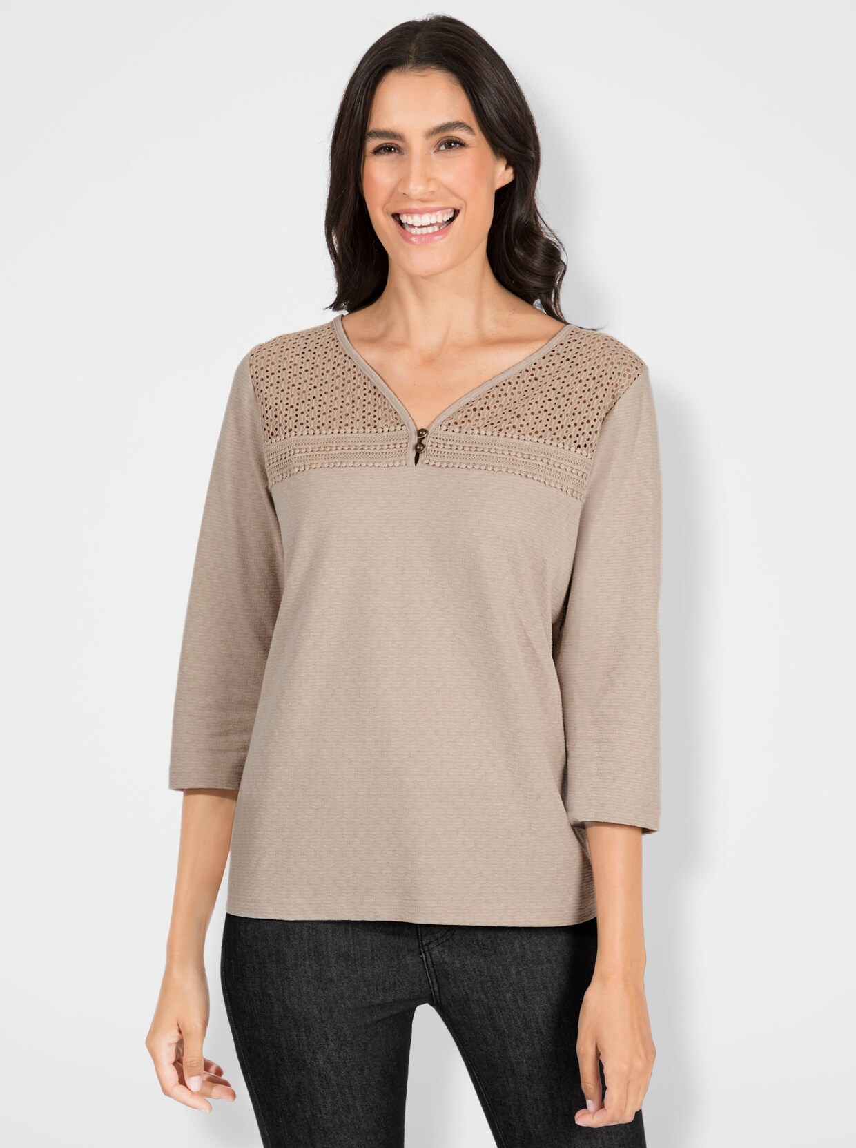 3/4-Arm-Shirt - beige