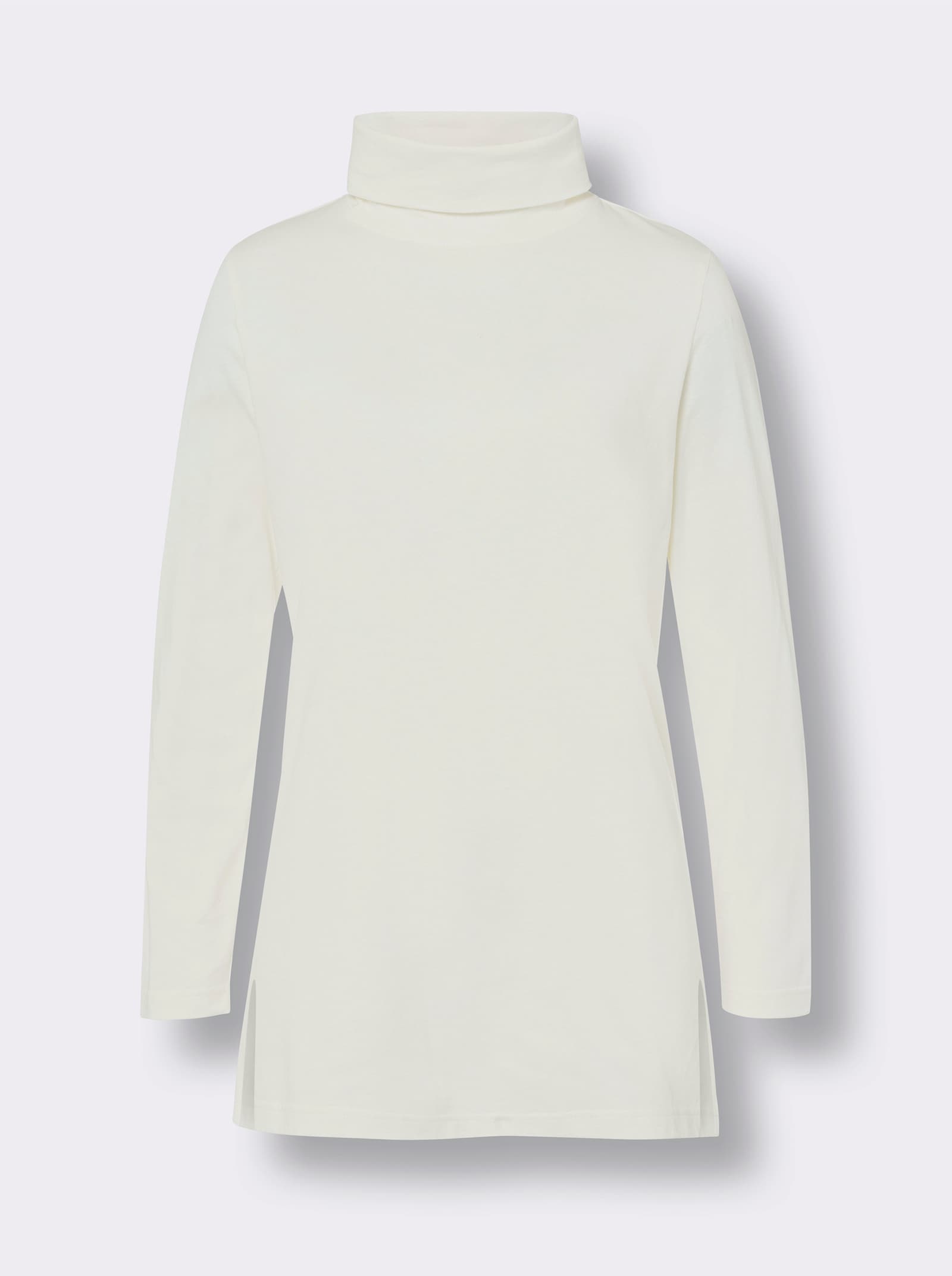 Lang shirt met rolkraag - ecru