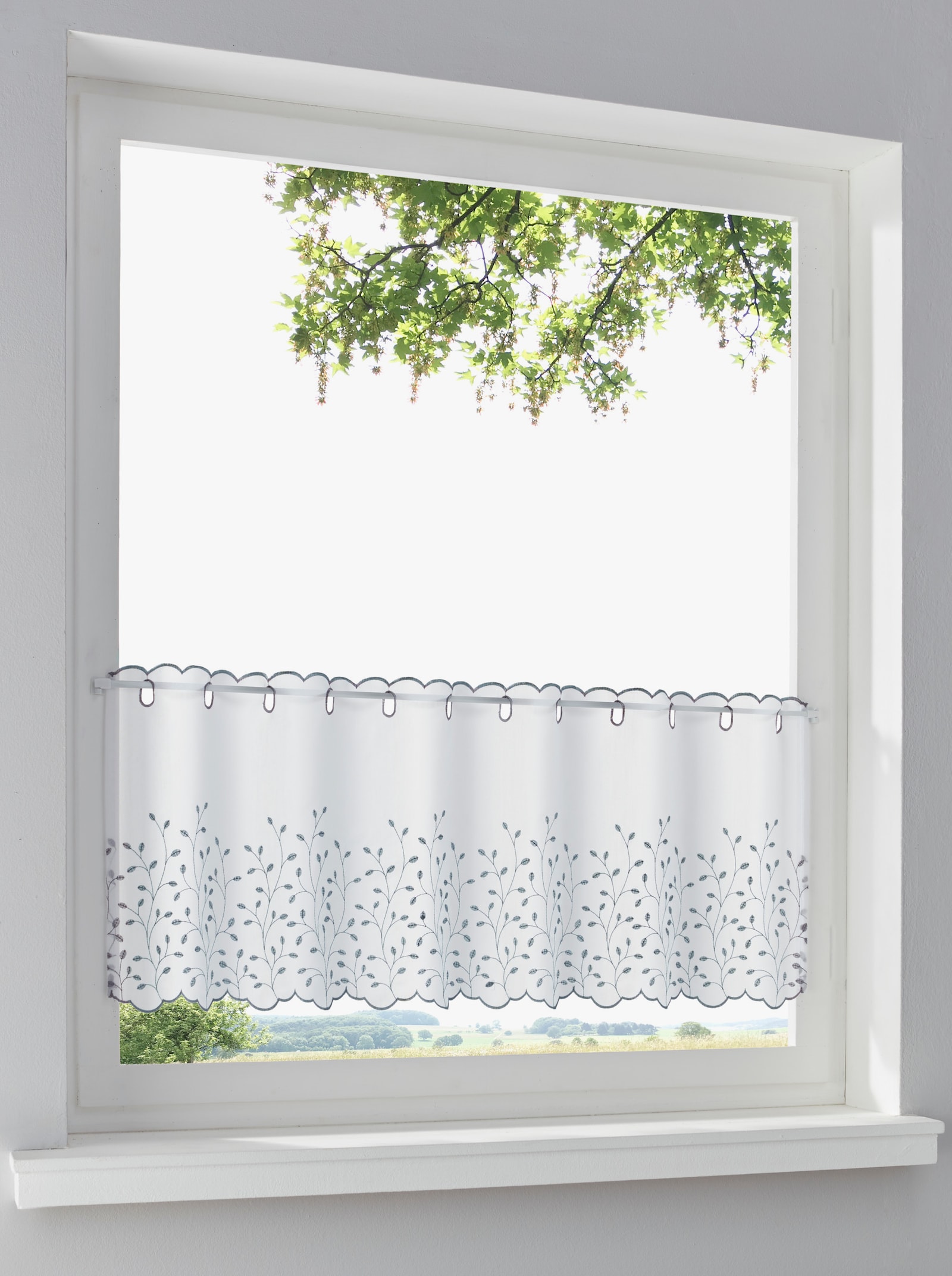 heine home Scheibengardine - weiß-grau
