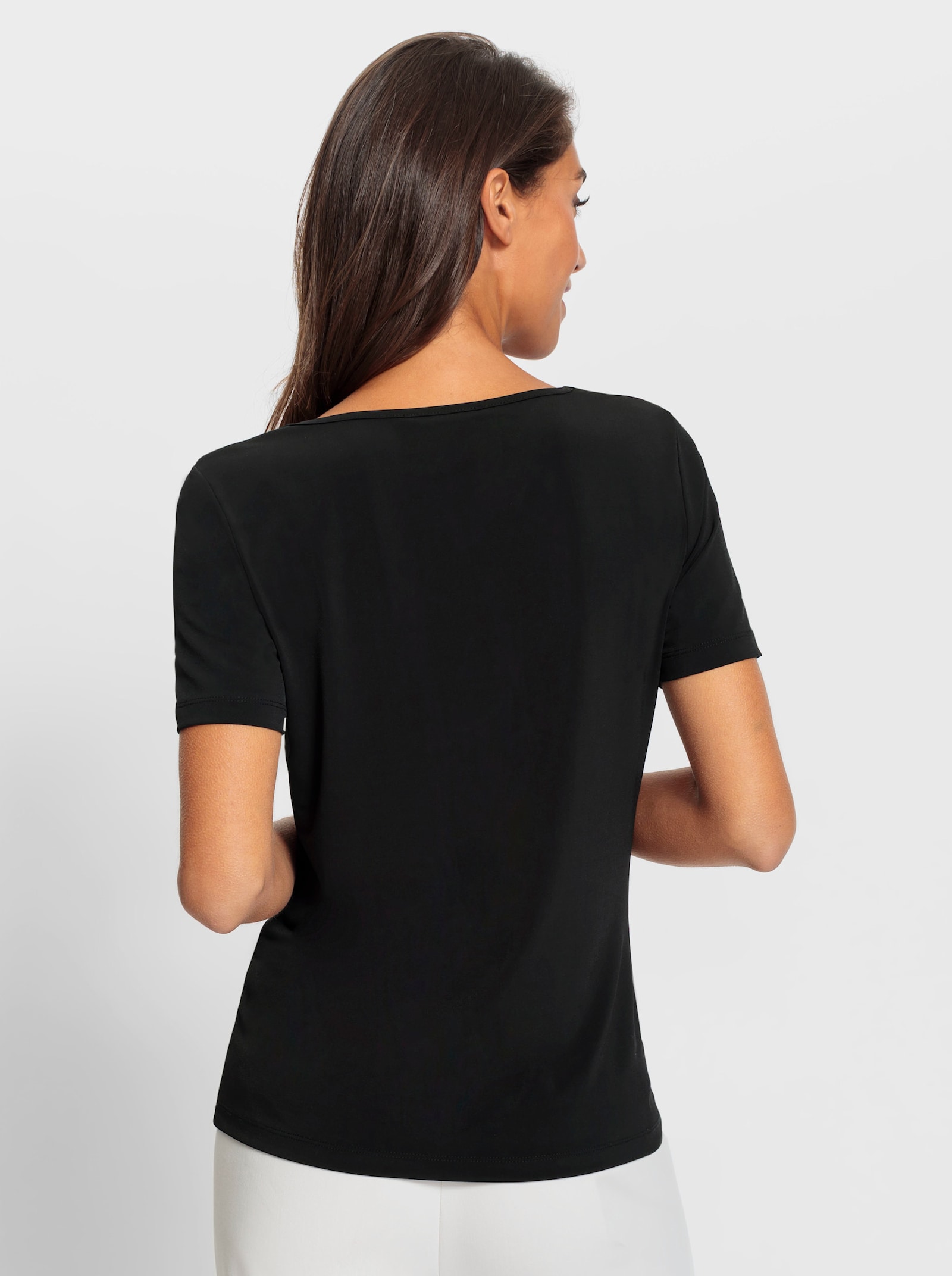 heine Kurzarmshirt mit Wellenkante - schwarz