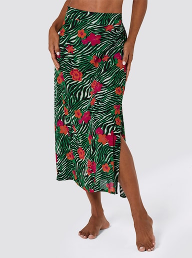 feel good Bade-Rock mit Dehnbund und Seitenschlitz - schwarz-apfel-bedruckt