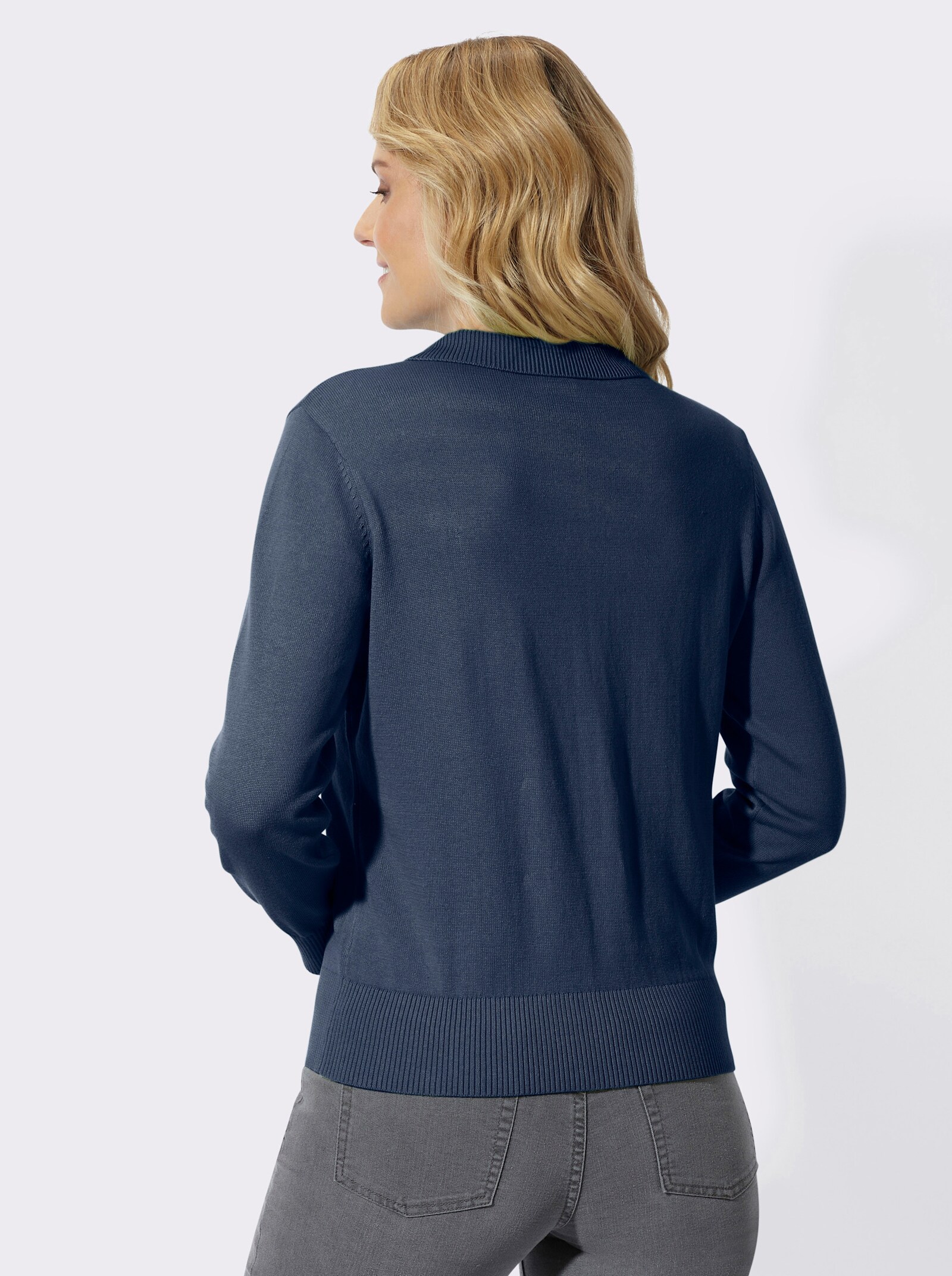Polopullover mit kurzer Knopfleiste - dunkelblau