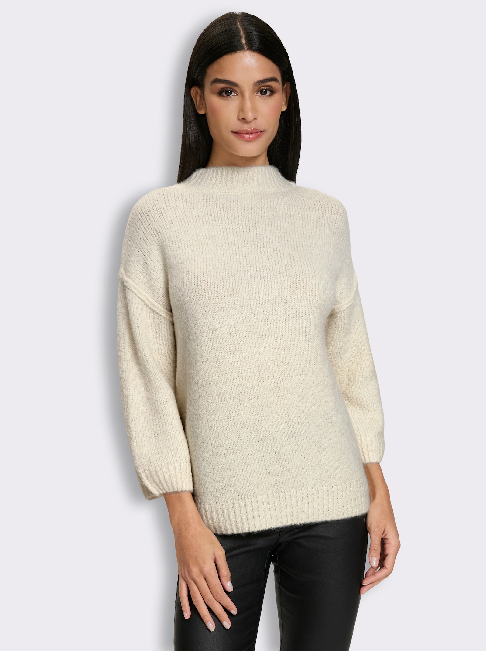 heine 3/4-Arm-Pullover mit Stehkragen - champagner