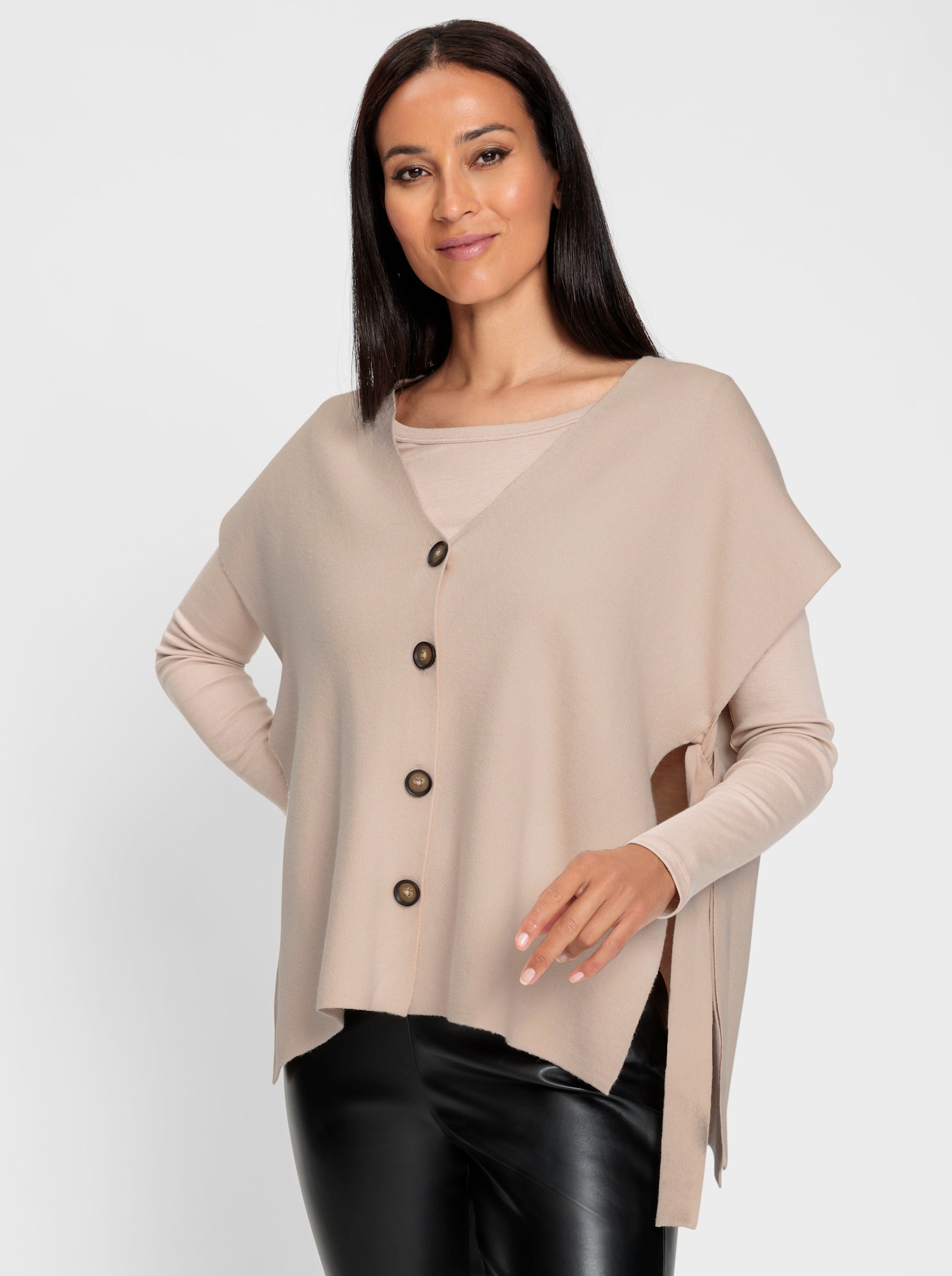 heine Strickweste seitlich offen - elfenbein