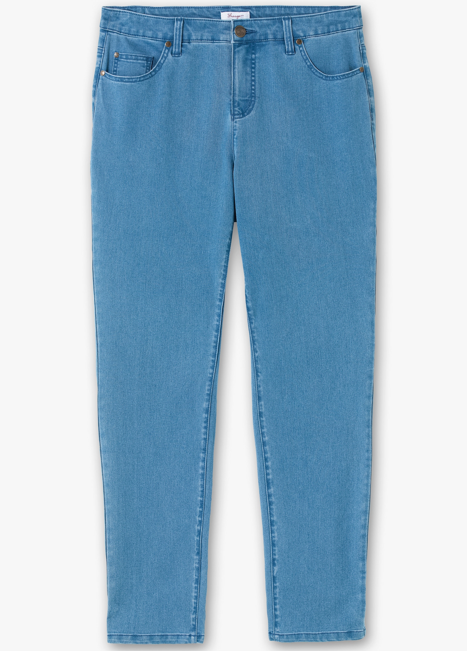 sheego 5-pocketjeans met smalle pijpen - blue denim