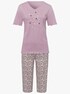 Capri-Schlafanzug - mauve-bedruckt