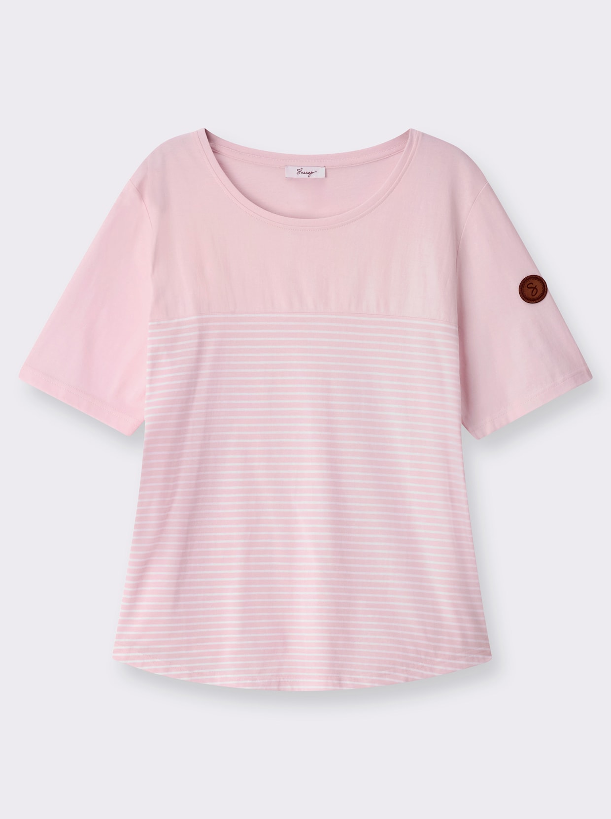 sheego Streifenshirt im figurbetonten Schnitt - hellrosé-weiß-geringelt
