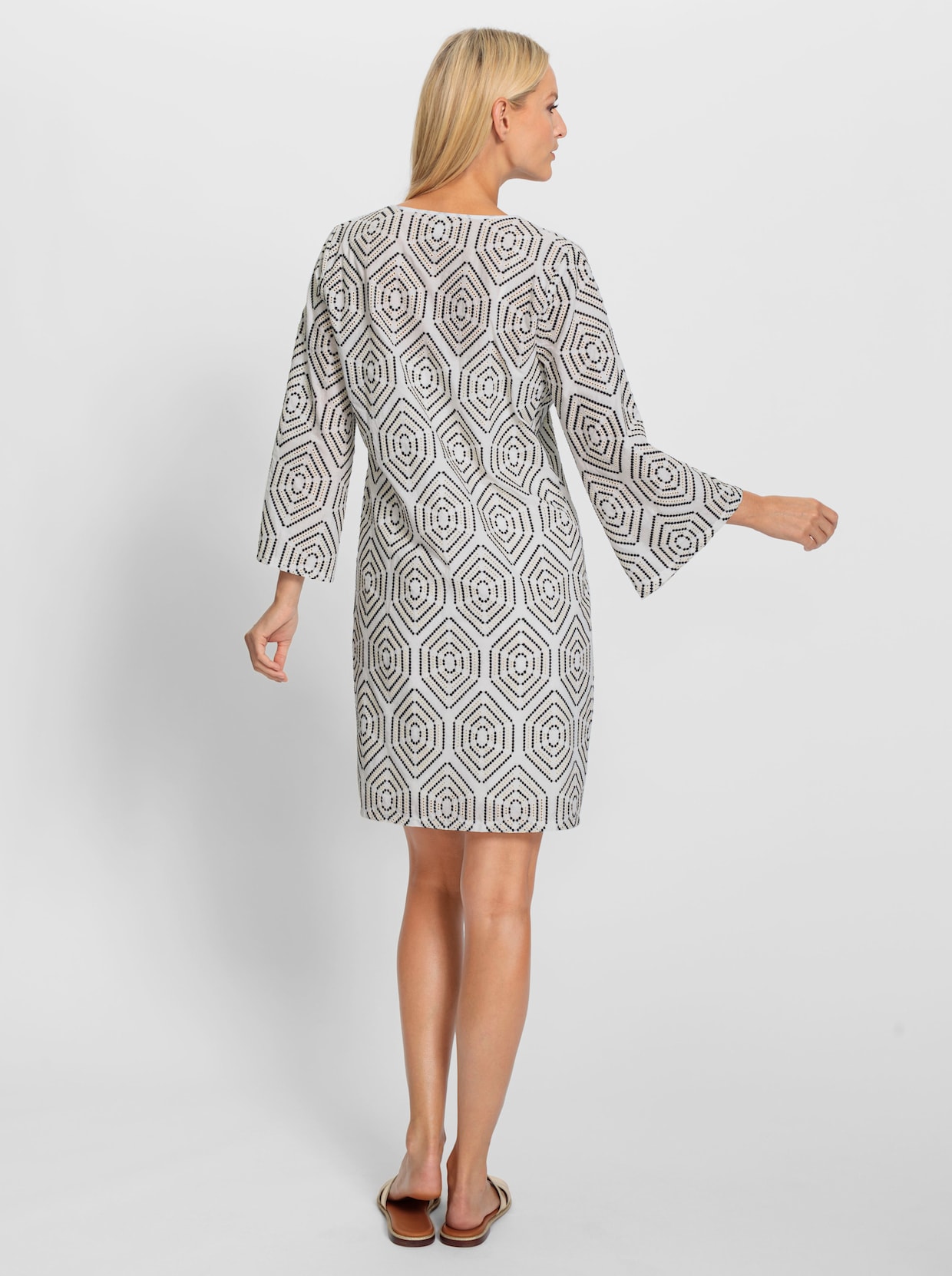 heine Robe en coton - écru-noir à motifs