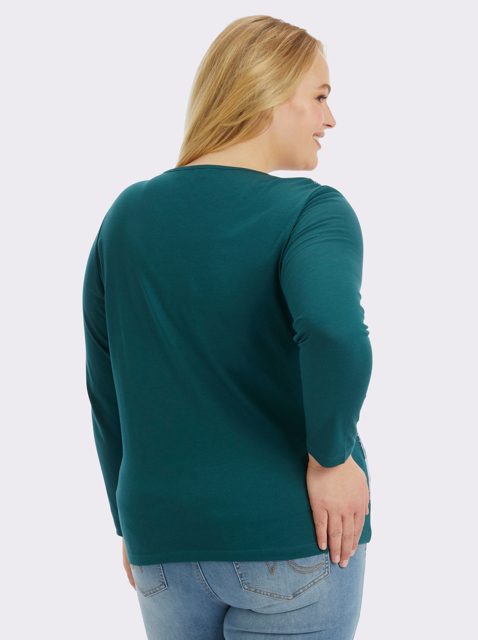 Langarmshirt mit grafischem Muster vorne - tanne-gestreift