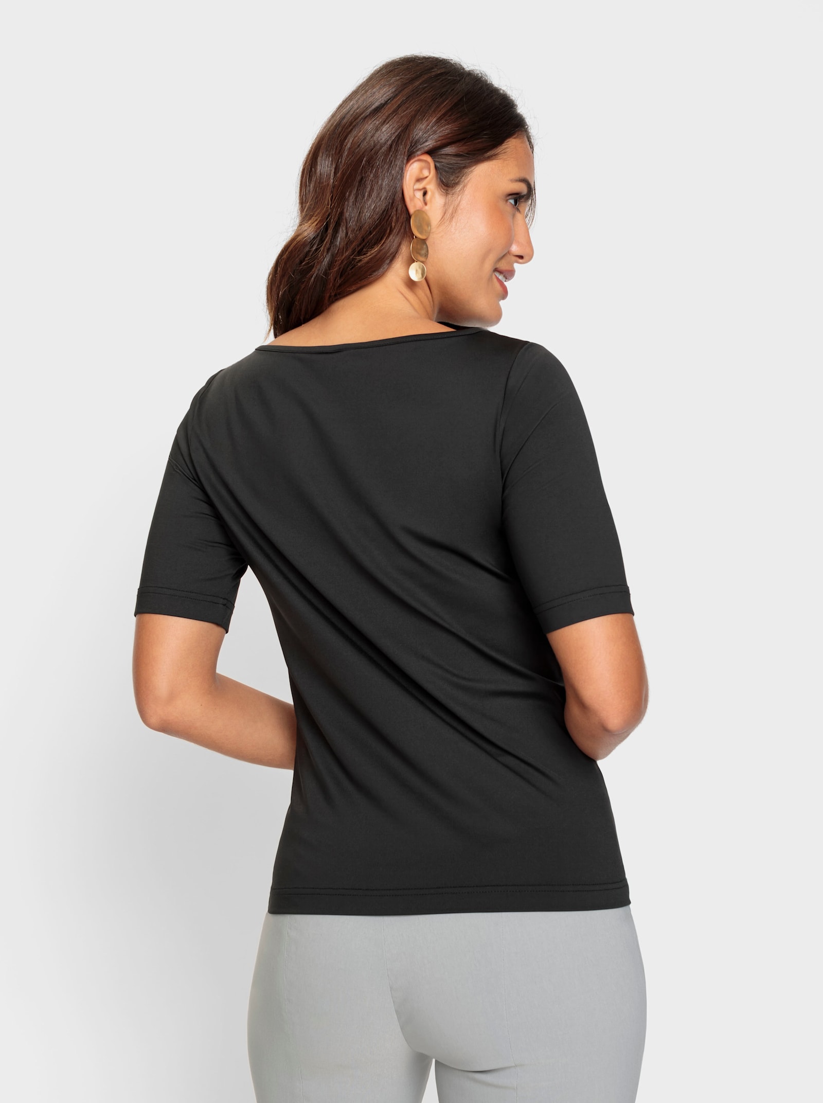 T-shirt met boothals - zwart