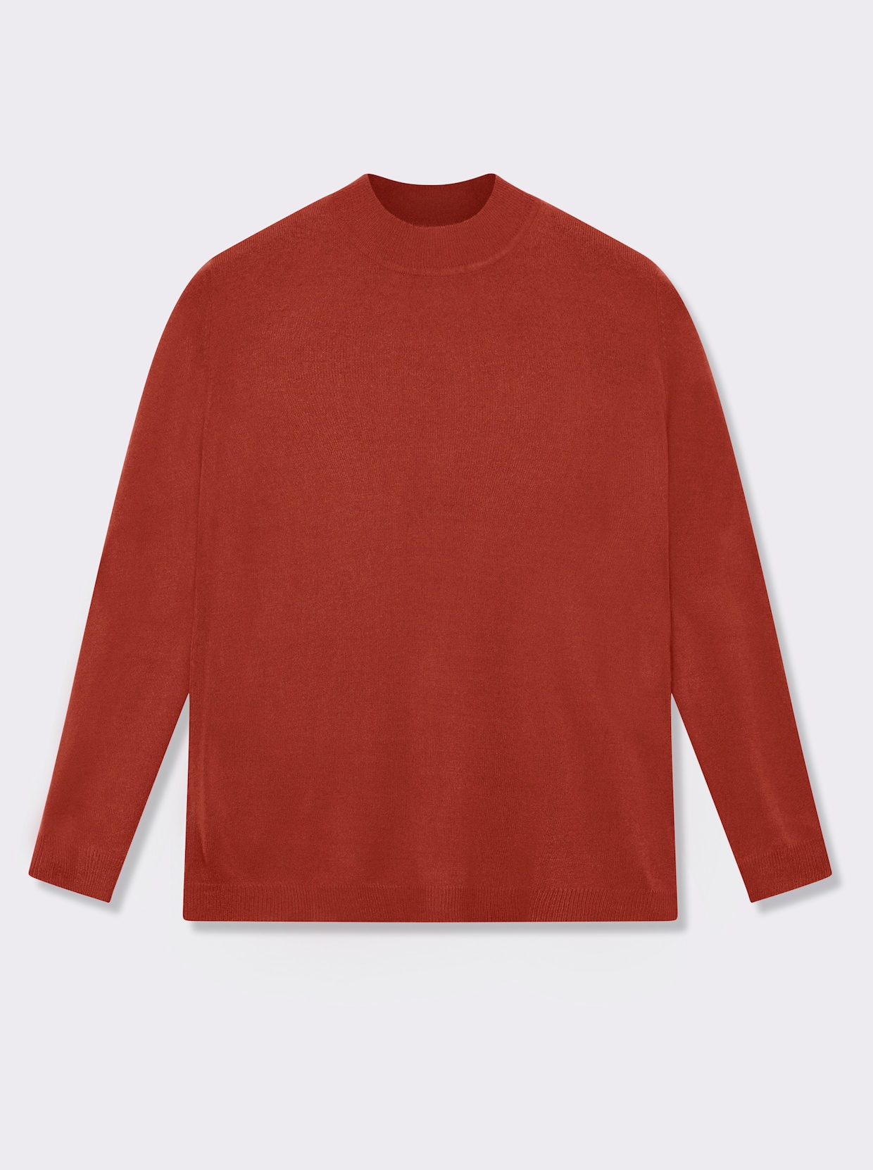 Stehkragenpullover weich wie Kaschmir - terrakotta