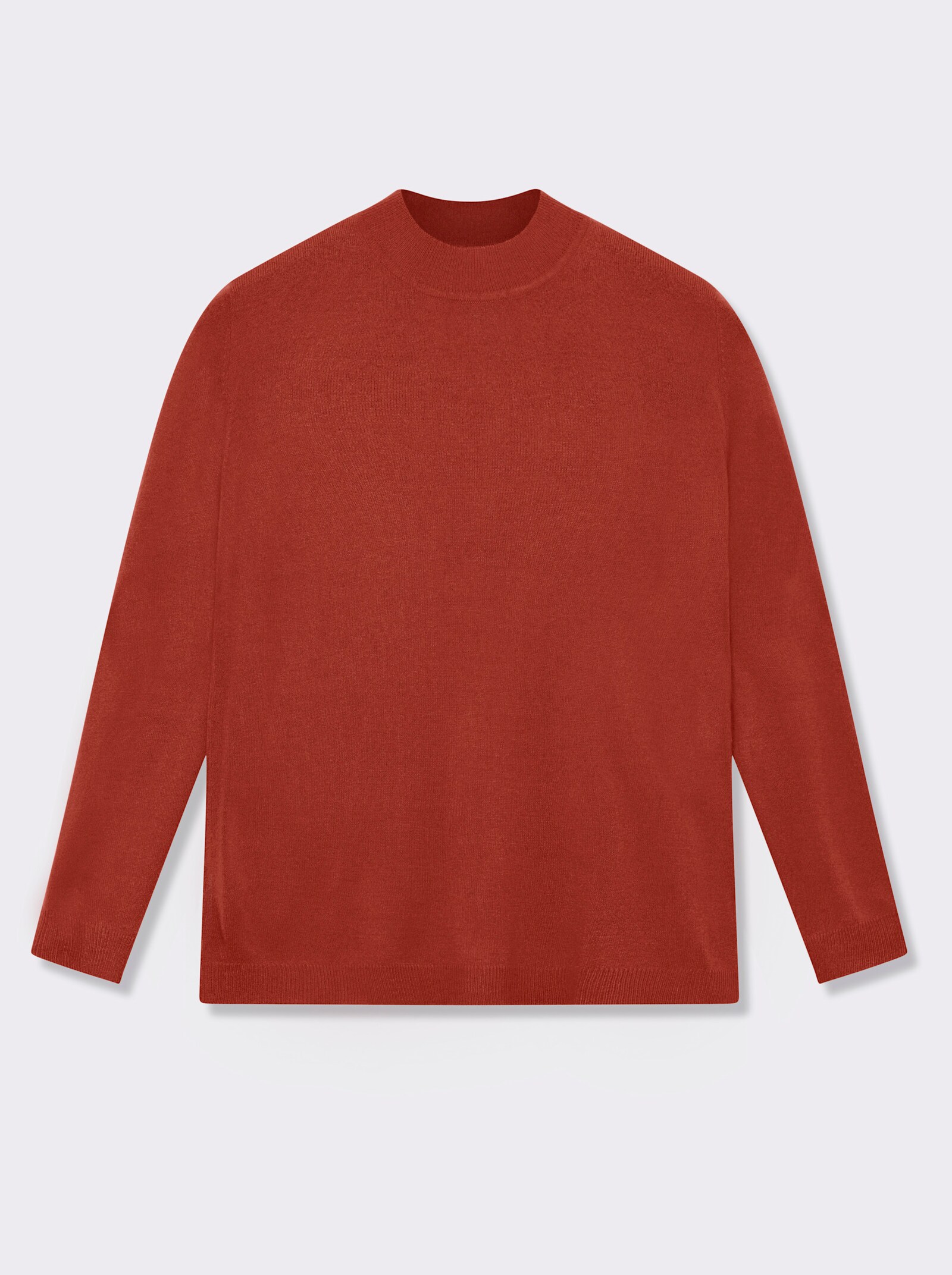Stehkragenpullover weich wie Kaschmir - terrakotta