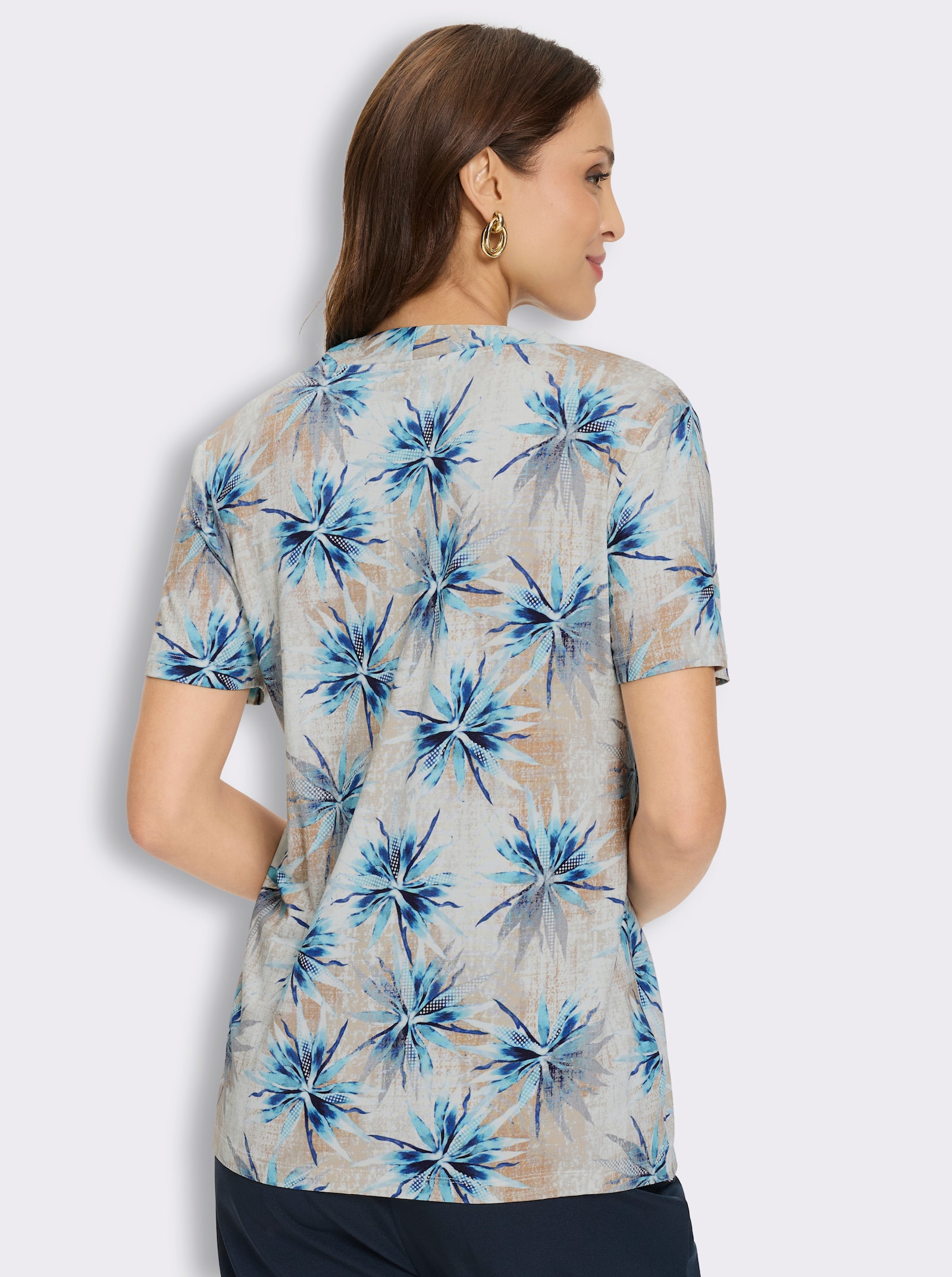 2-in-1-Shirt mit Elasthan-Anteil - aqua-marine-bedruckt