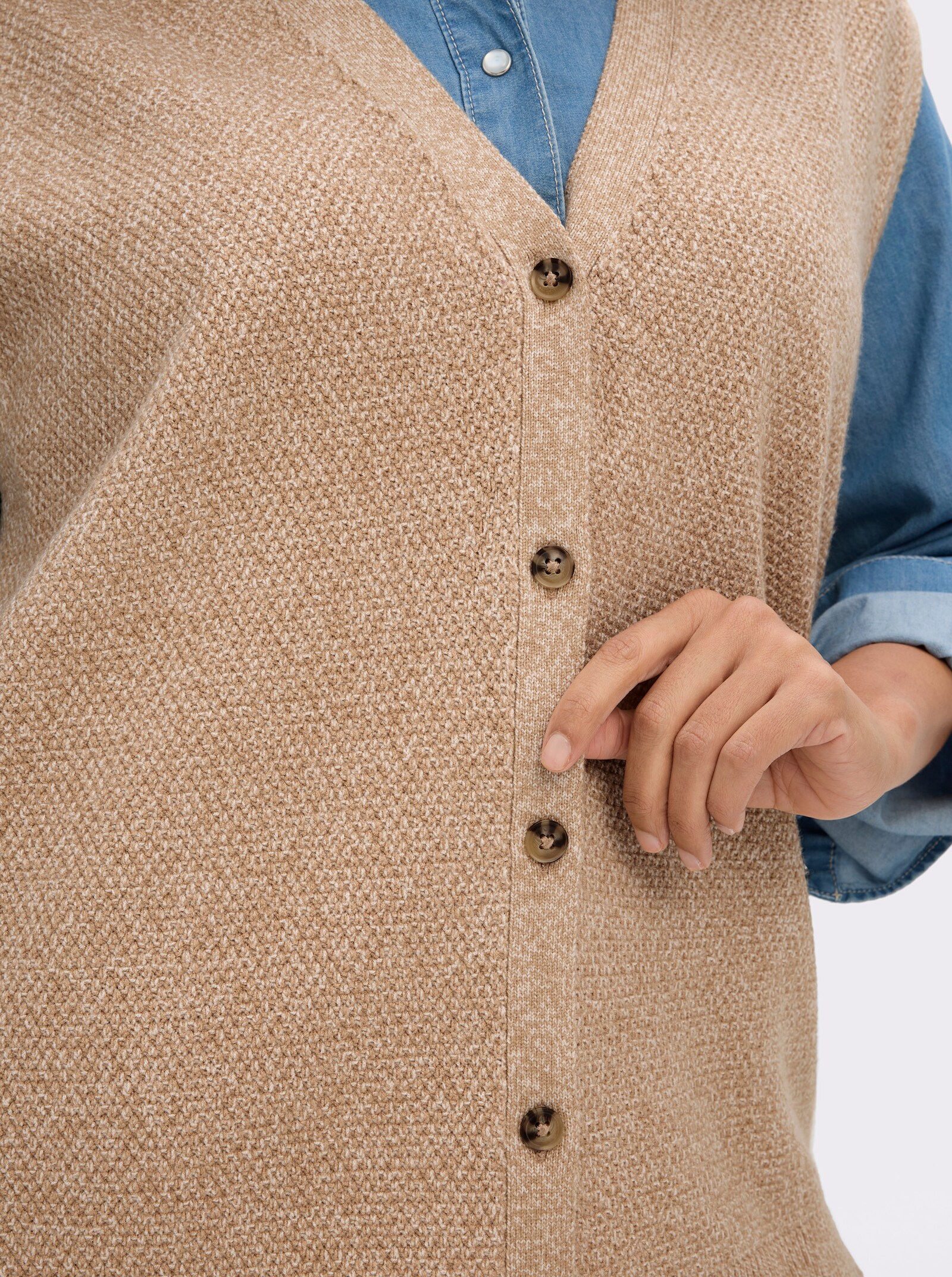 sheego Strickweste in Melange-Optik - camel-meliert