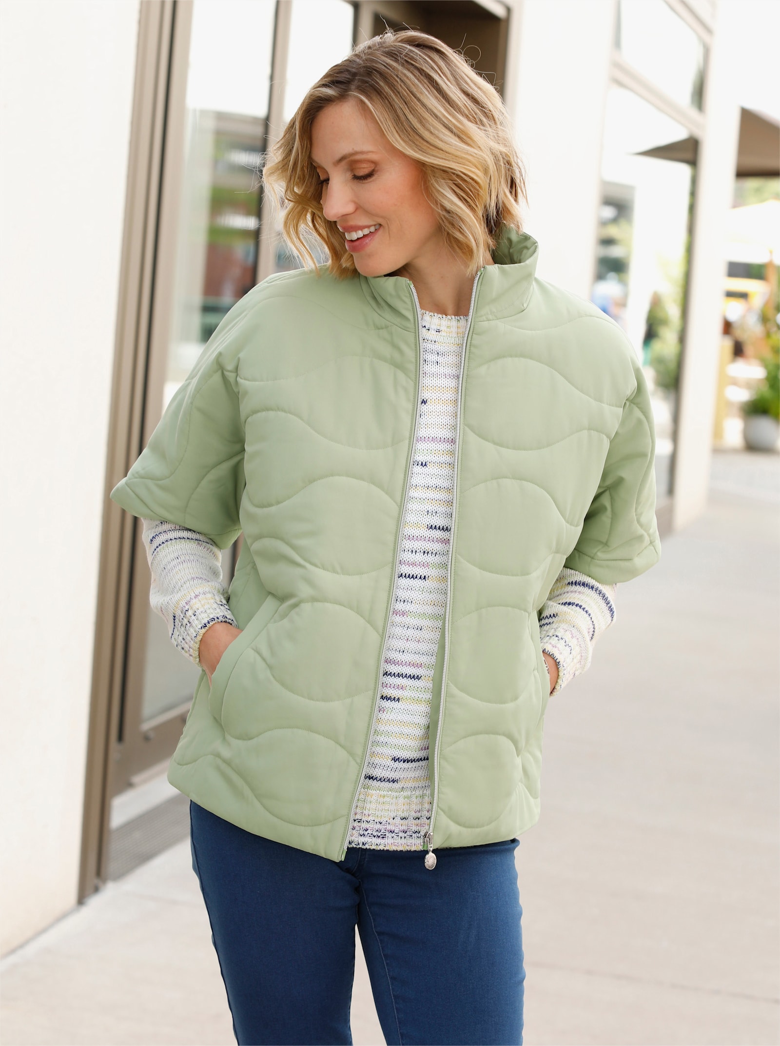 Functioneel jack met variabele mouwlengte - eucalyptus