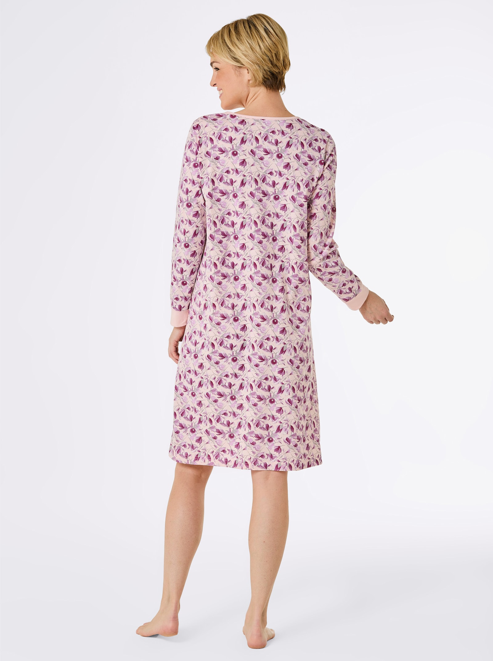wäschepur Nachthemd - hellrosé-orchidee-bedruckt