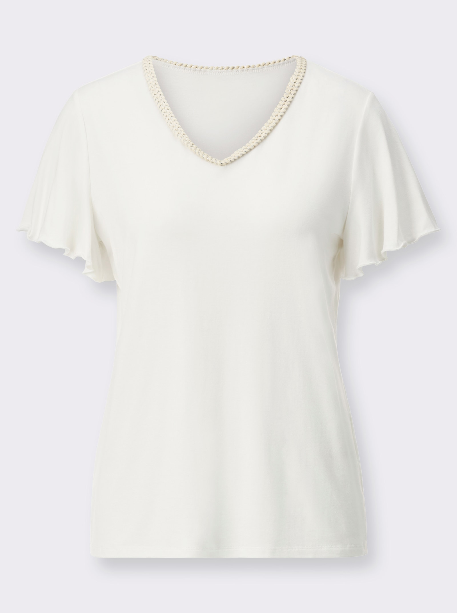  V-Shirt mit Flügelärmeln - ecru