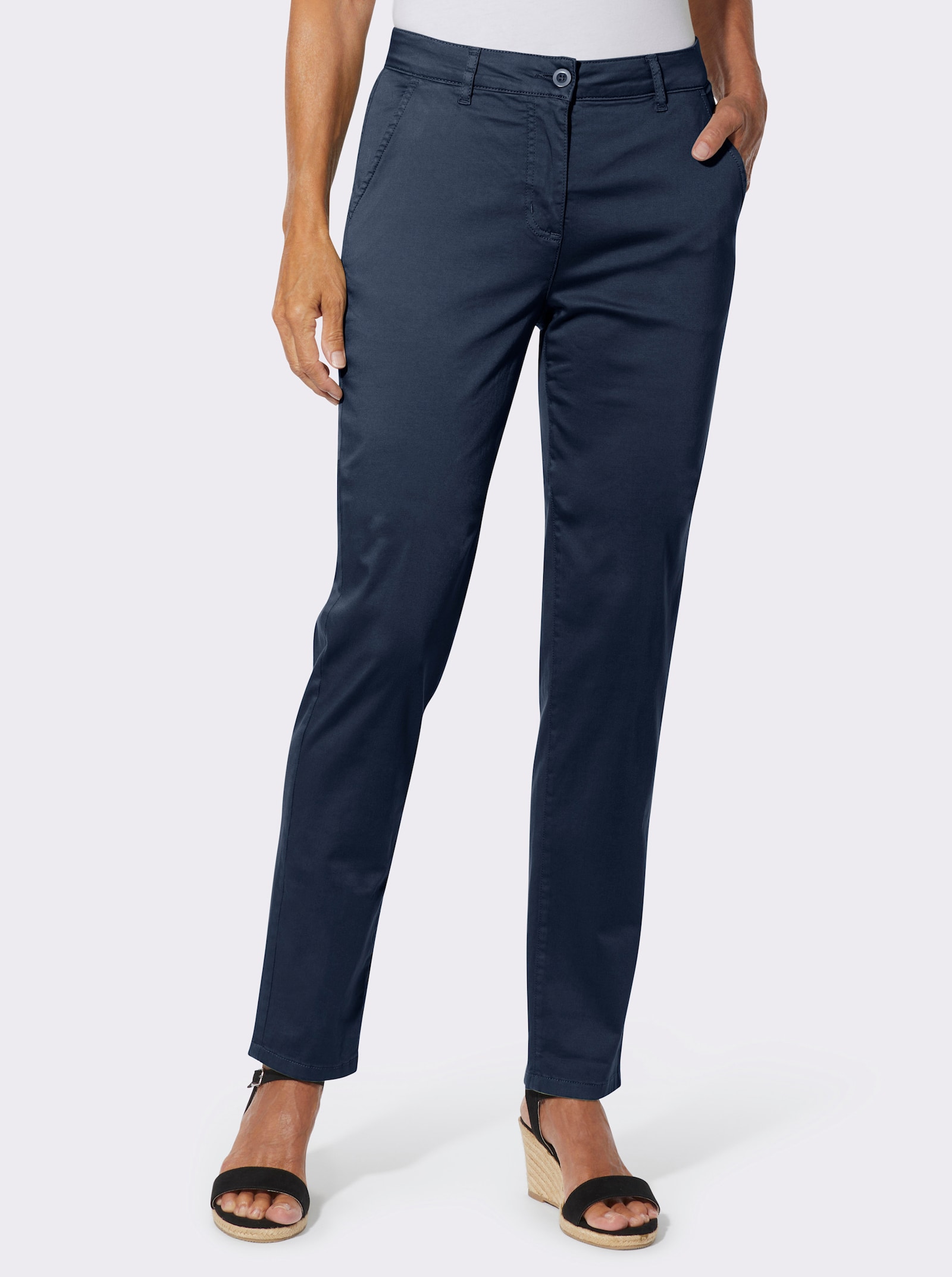 Chinohose mit Satin-Glanz - dunkelblau