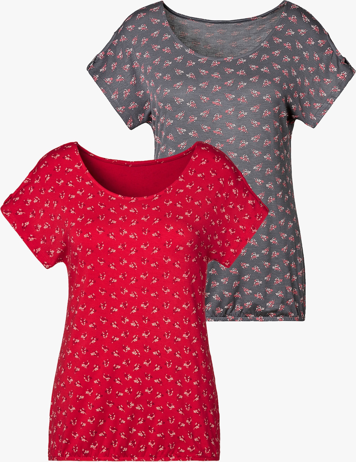 LASCANA T-shirt - rouge, gris foncé