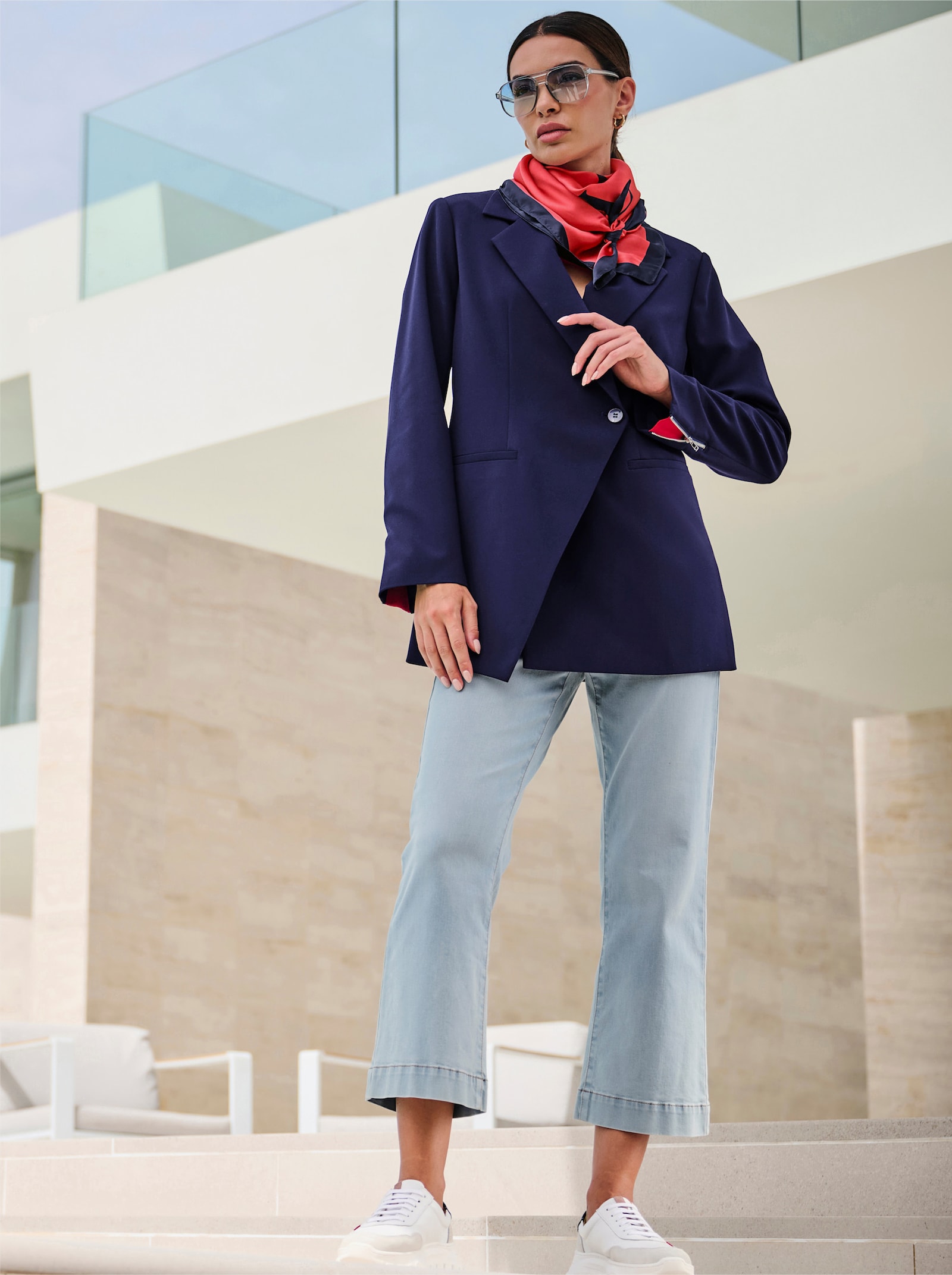 heine Blazer im asymmetrischen Schnitt - marine-rot