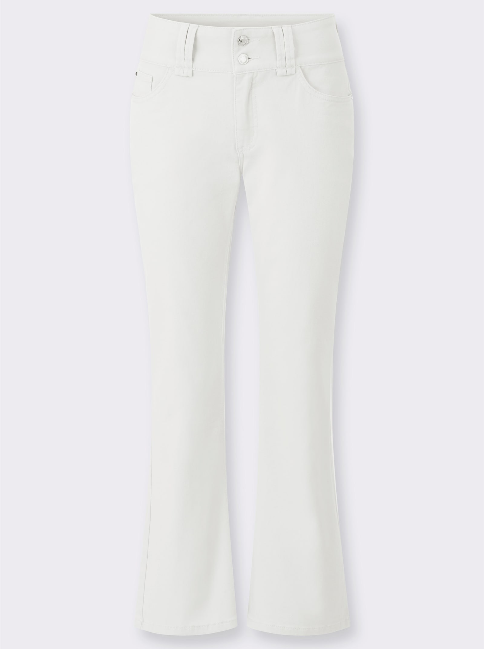 Bootcut-Jeans mit hoher Taille - weiß