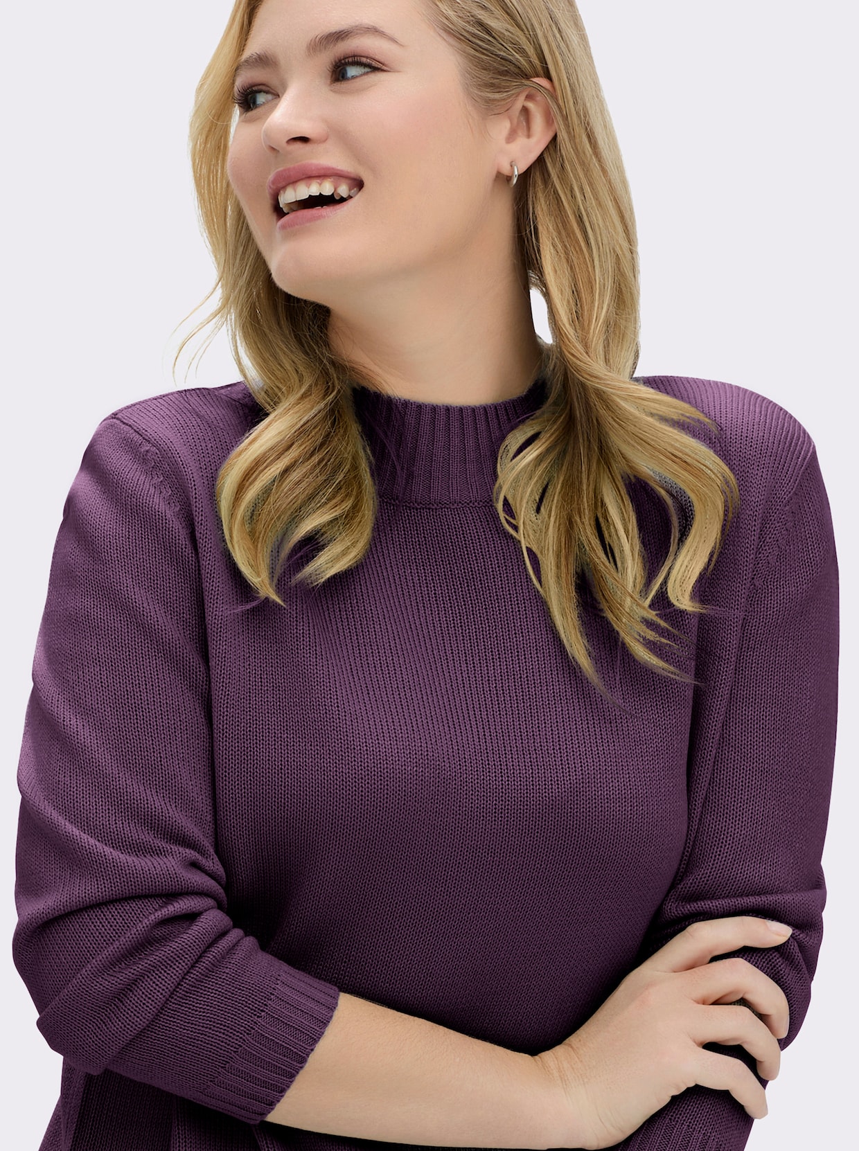 Longpullover mit Stehkragen - traube