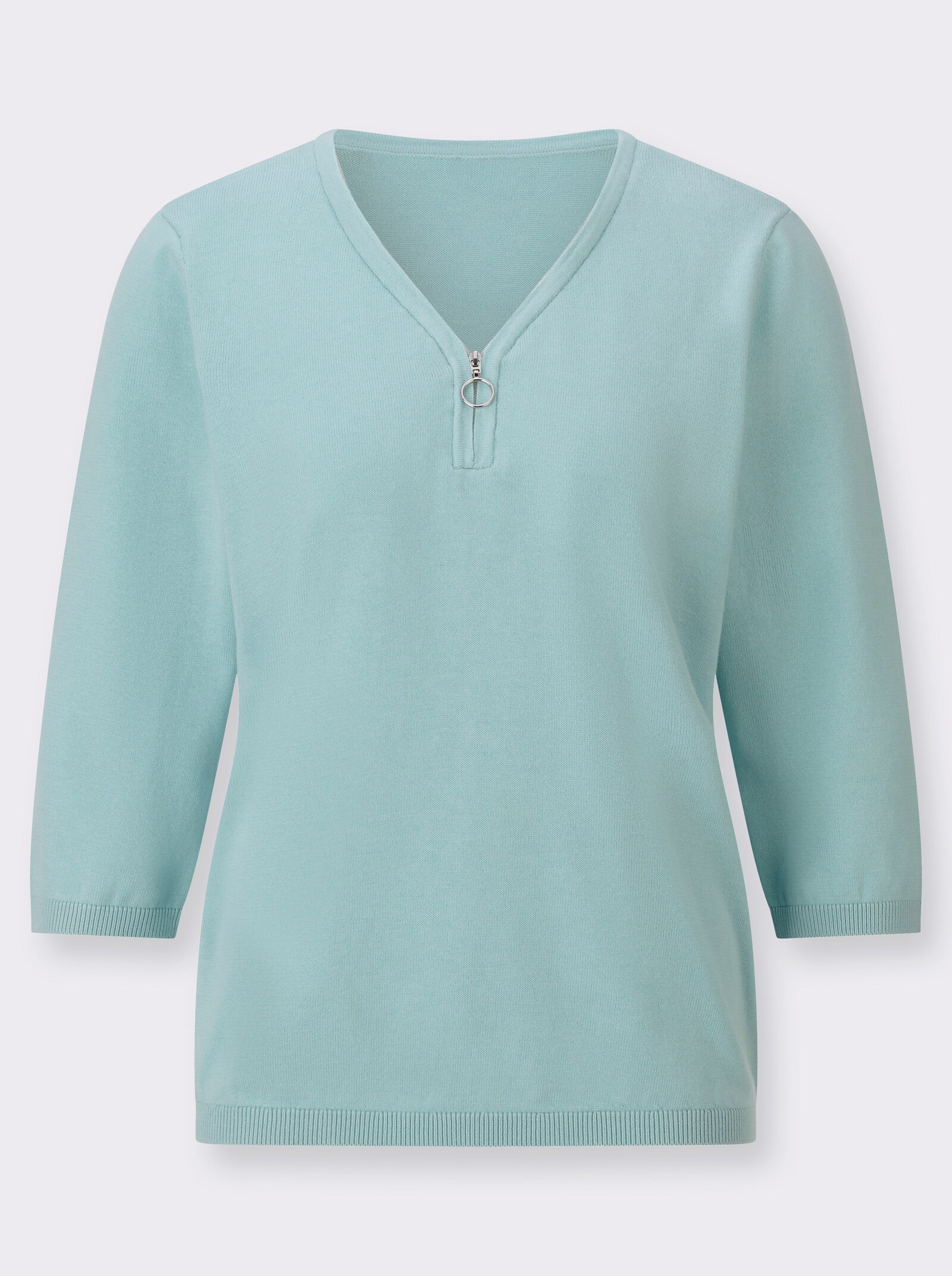 V-Ausschnitt-Pullover in formstabiler Qualität - mint
