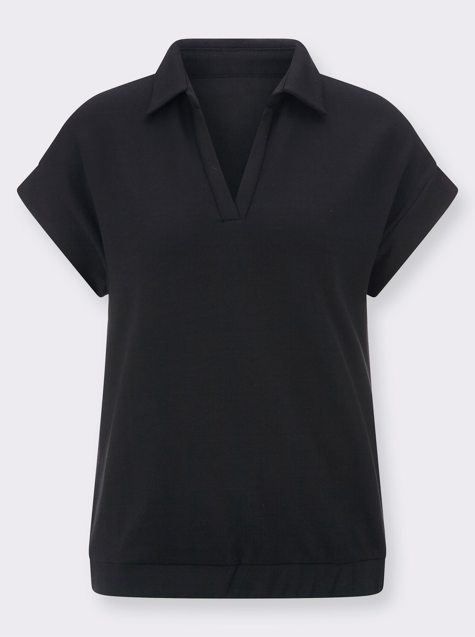 Poloshirt mit überschnittenen Schultern - schwarz