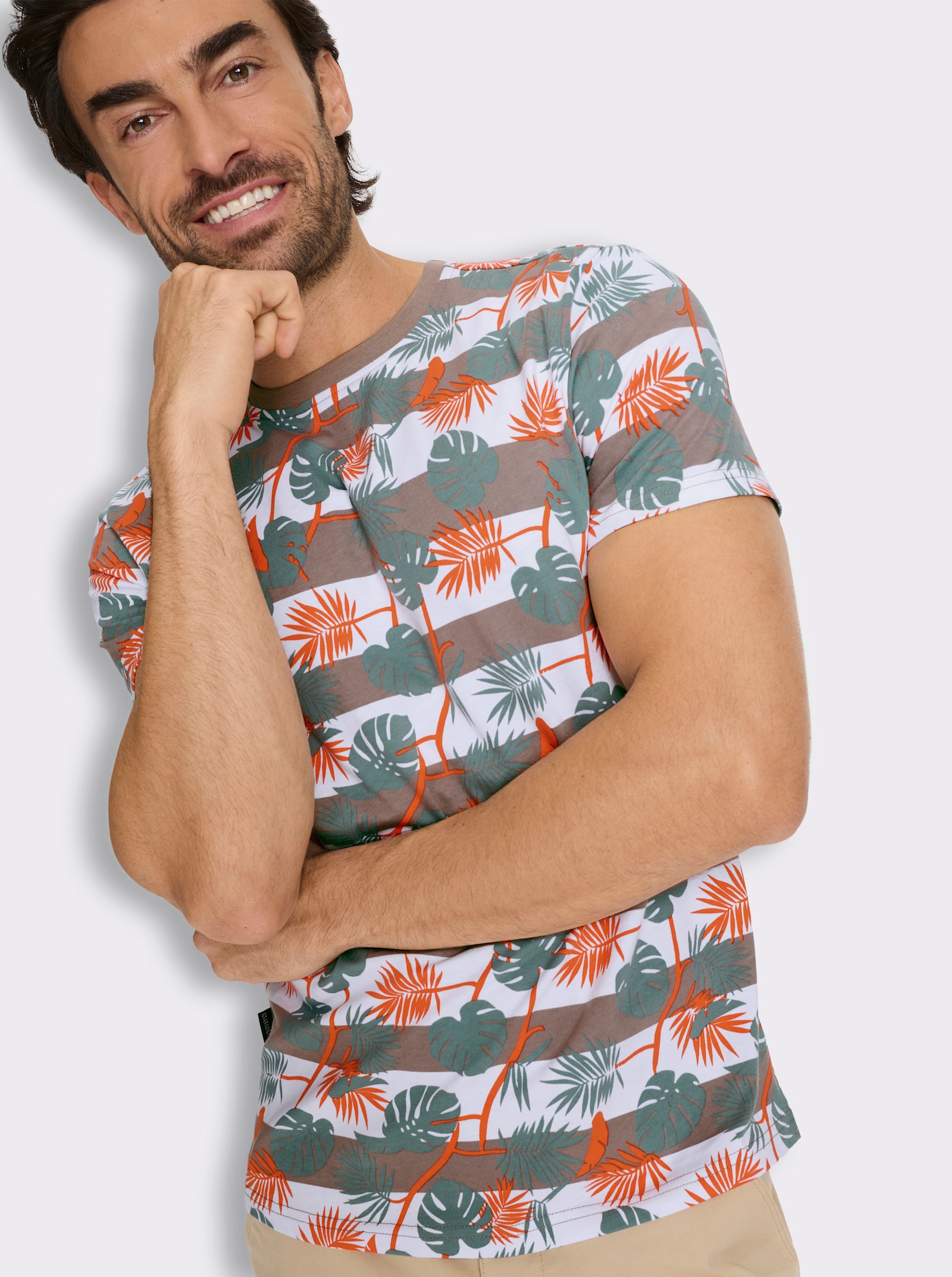 Marco Donati Kurzarmshirt mit Mustermix allover - taupe-bedruckt
