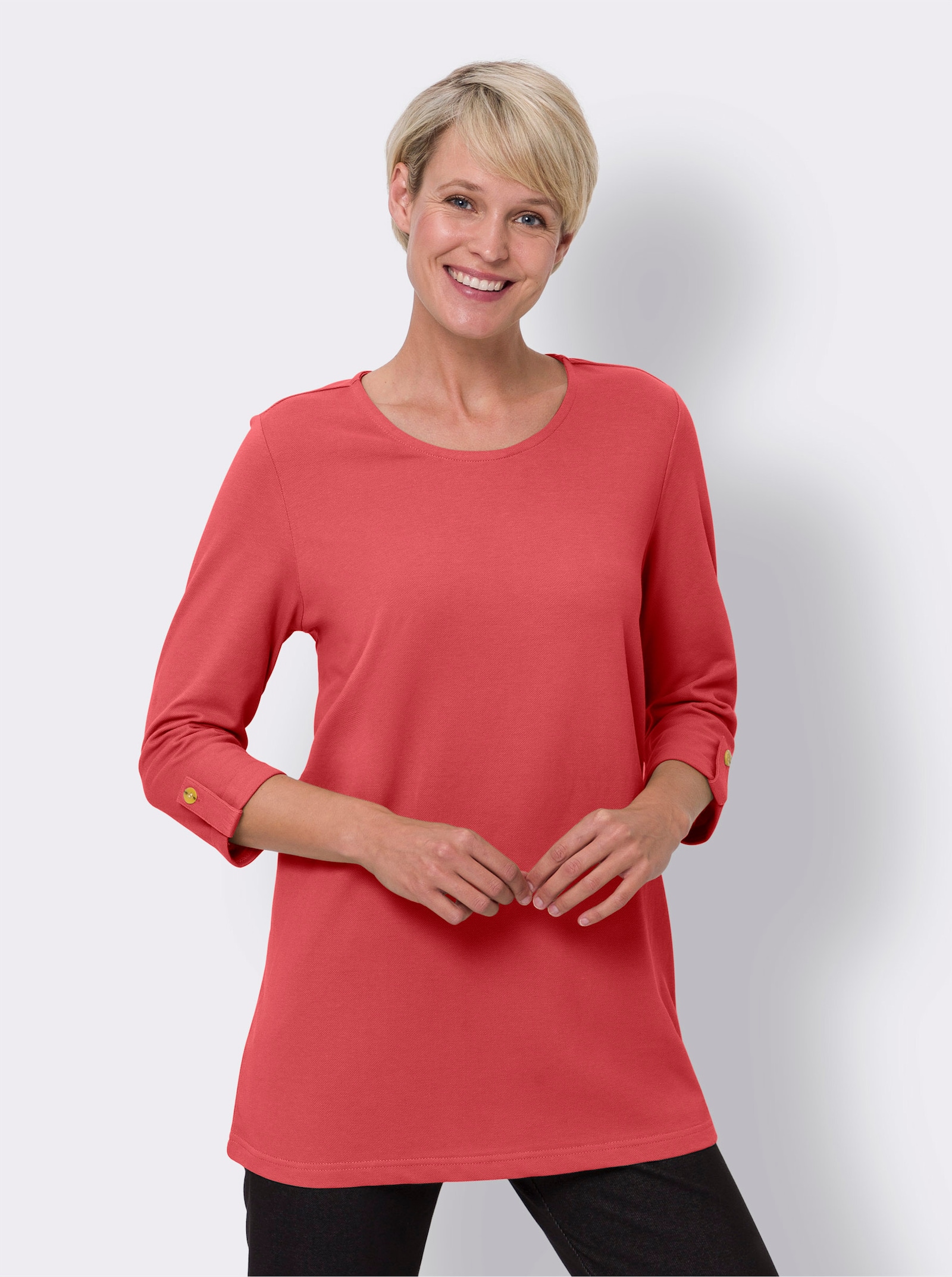 Longshirt in Pikee-Qualität - grapefruit