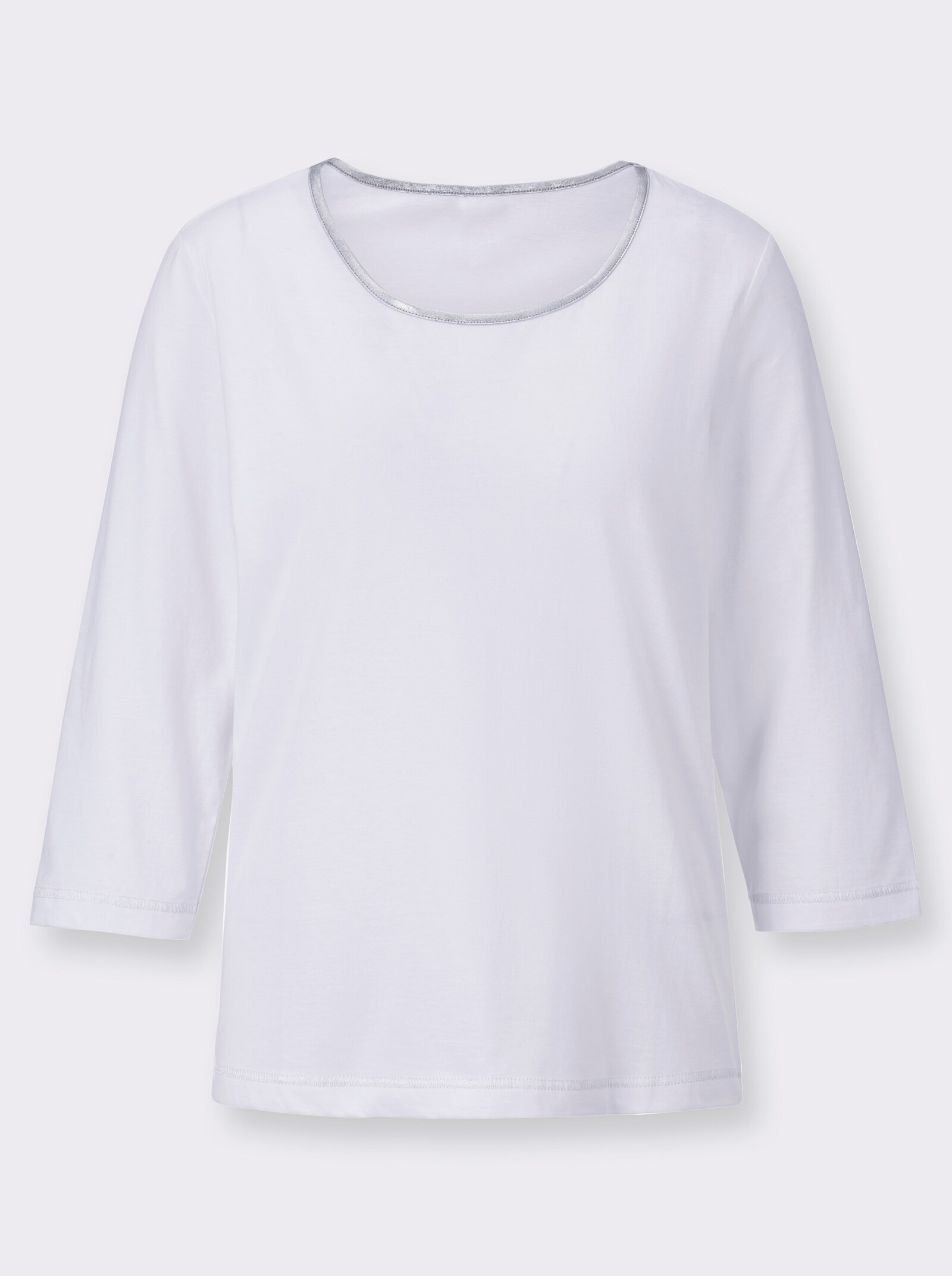 Tričko s 3/4 ruk. a striebrist. detailmi - biela