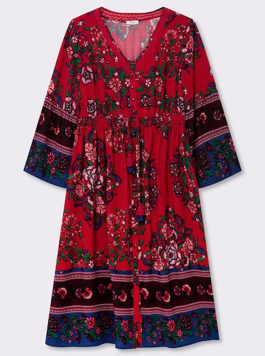 sheego by Joe Browns Maxikleid im Boho-Stil - rot-burgund-gemustert