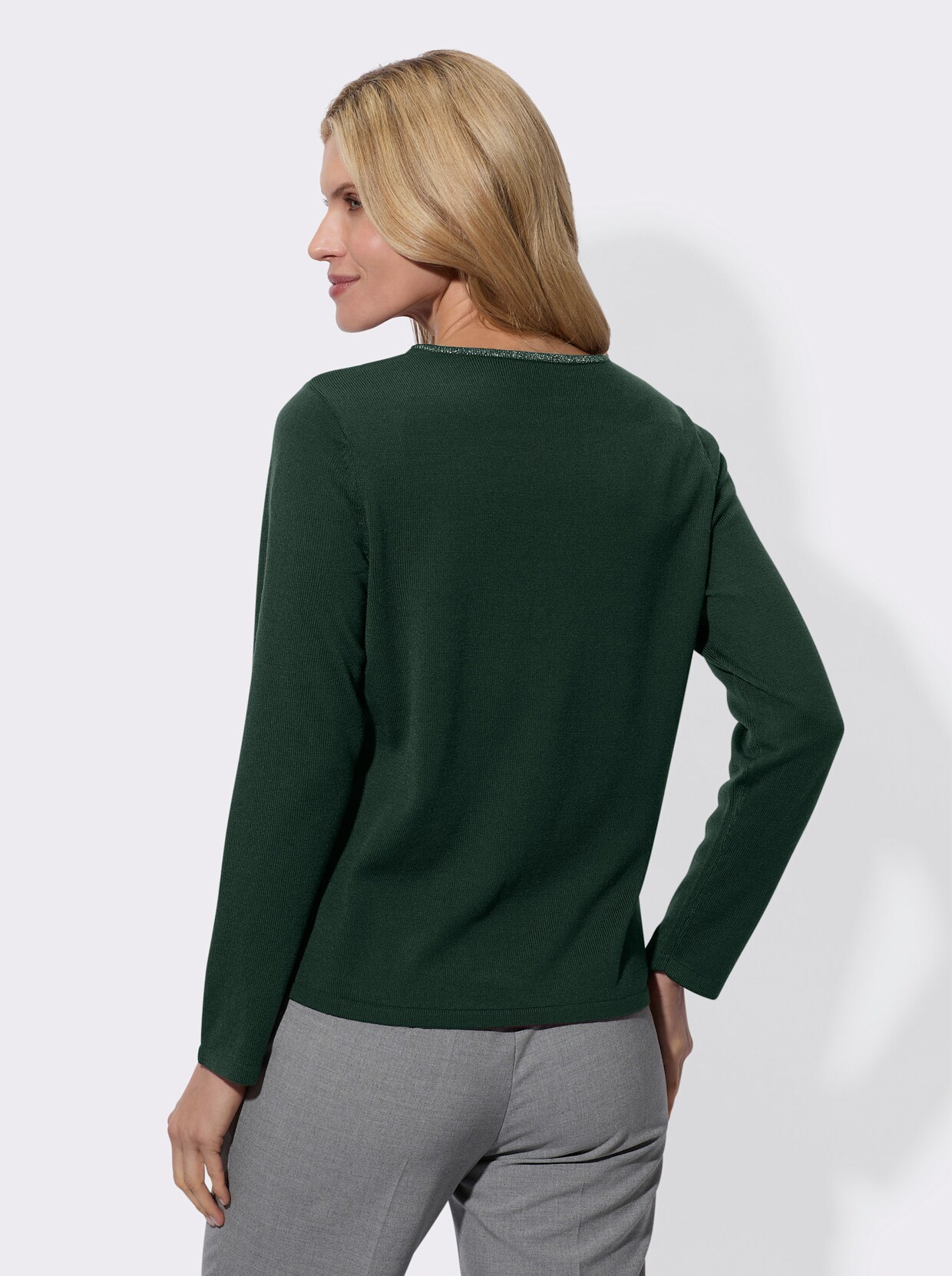 Langarm-Pullover - moos
