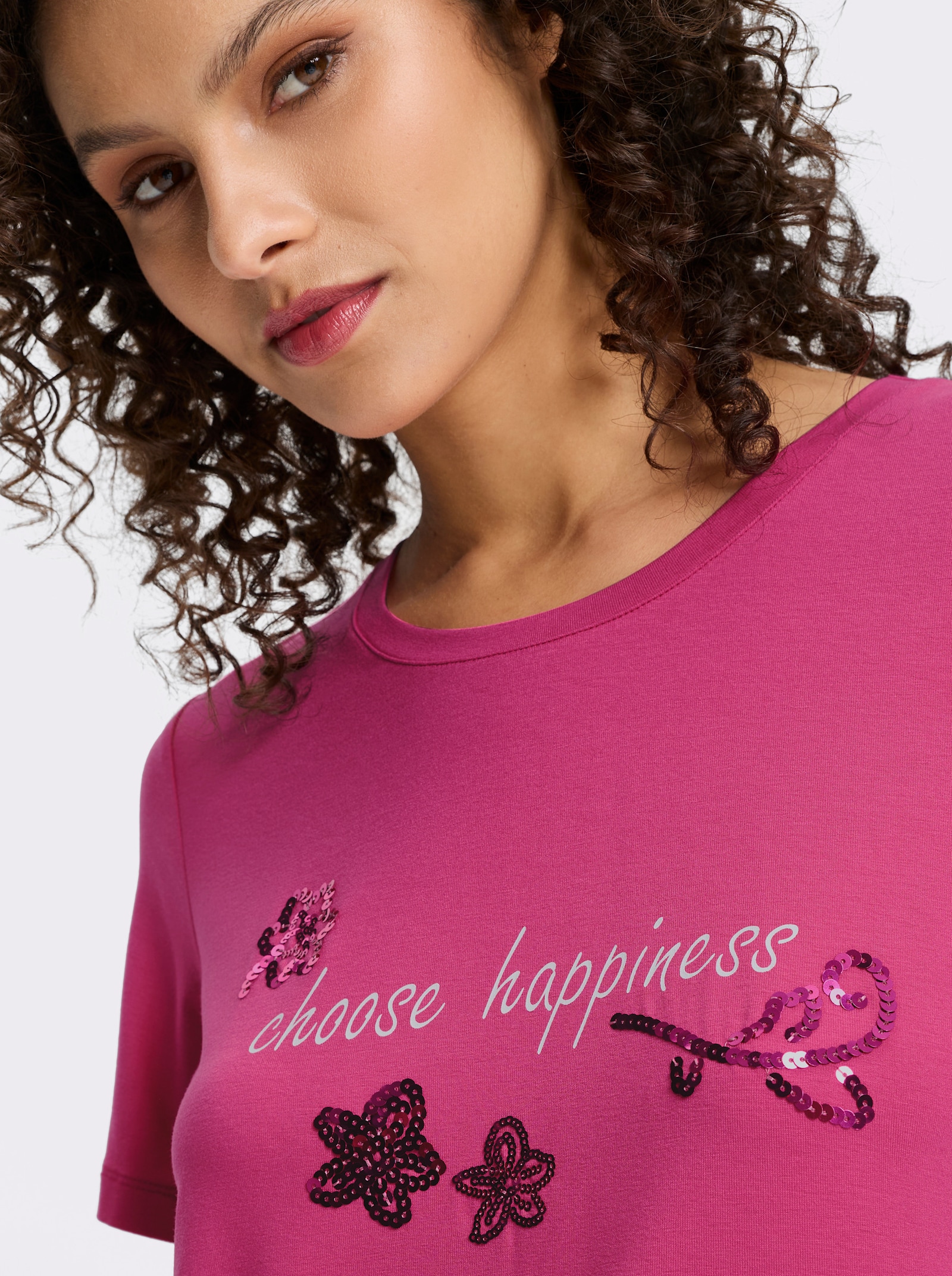 heine T-shirt à manches courtes avec inscription - fuchsia