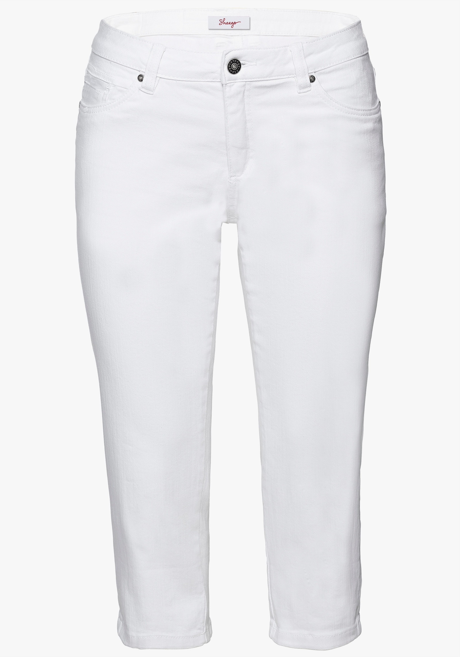 sheego Caprijeans mit Krempelfunktion - white denim