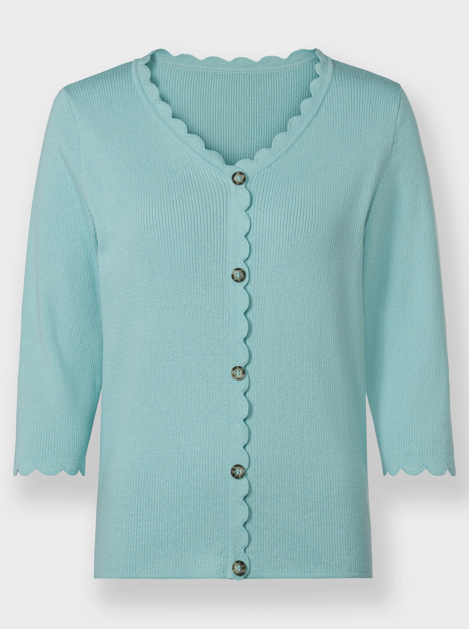 Pullover met 3/4-mouwen en met knopen in hoornlook - mint