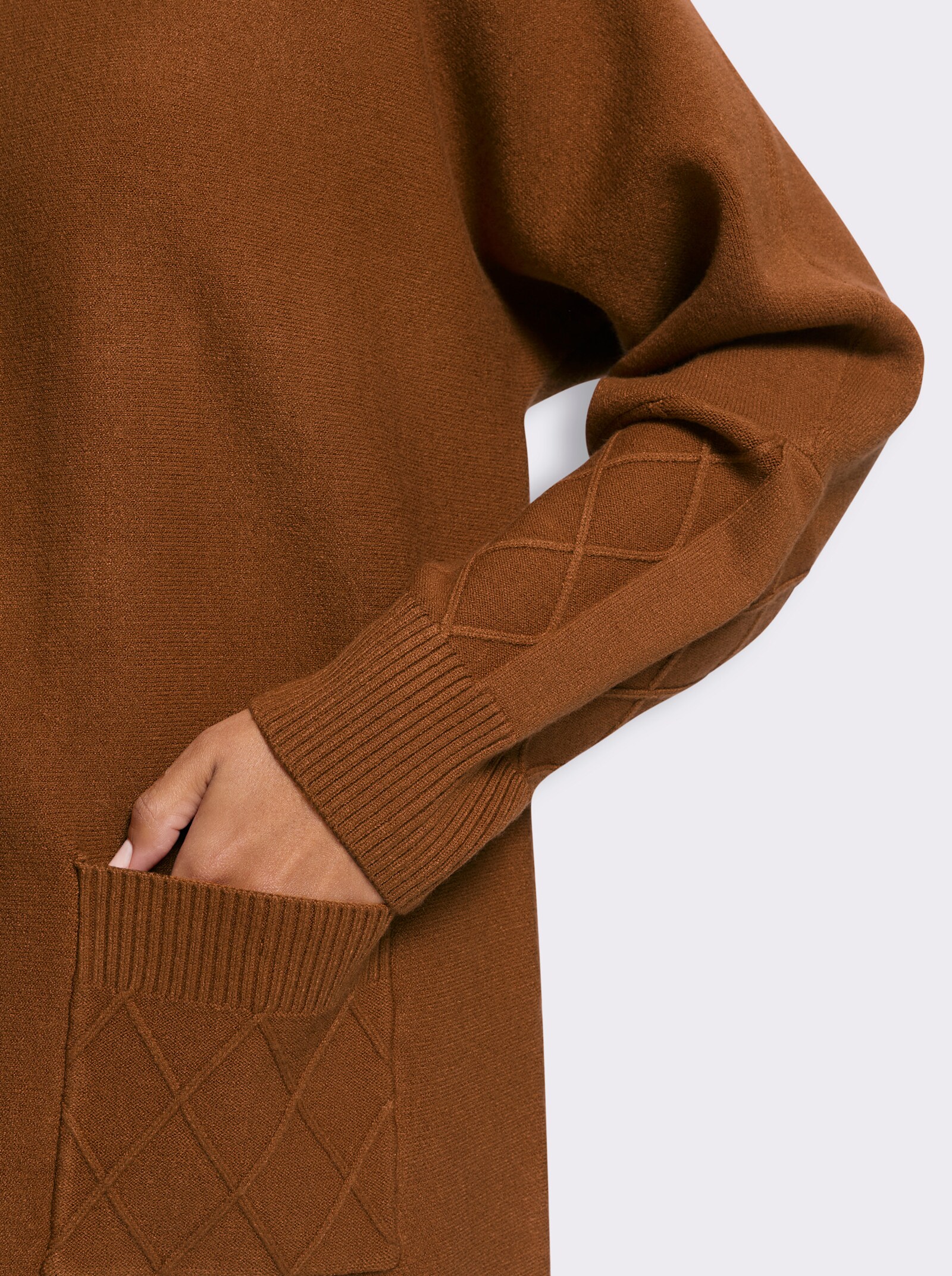 heine Feinstrickpullover mit Taschen - cognac