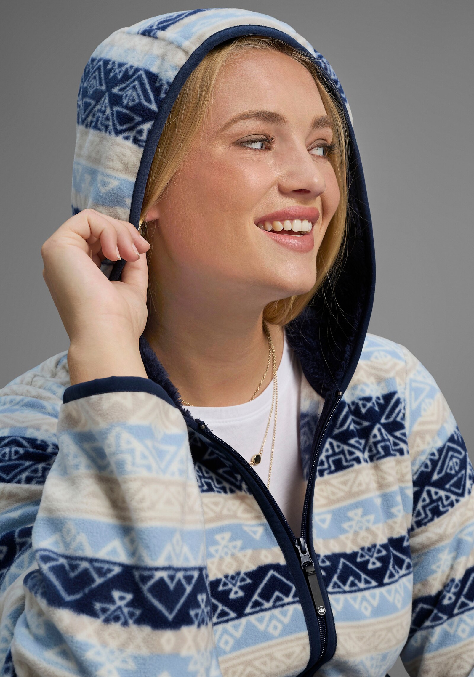 Polarino Fleecejacke - blau-woll weiß