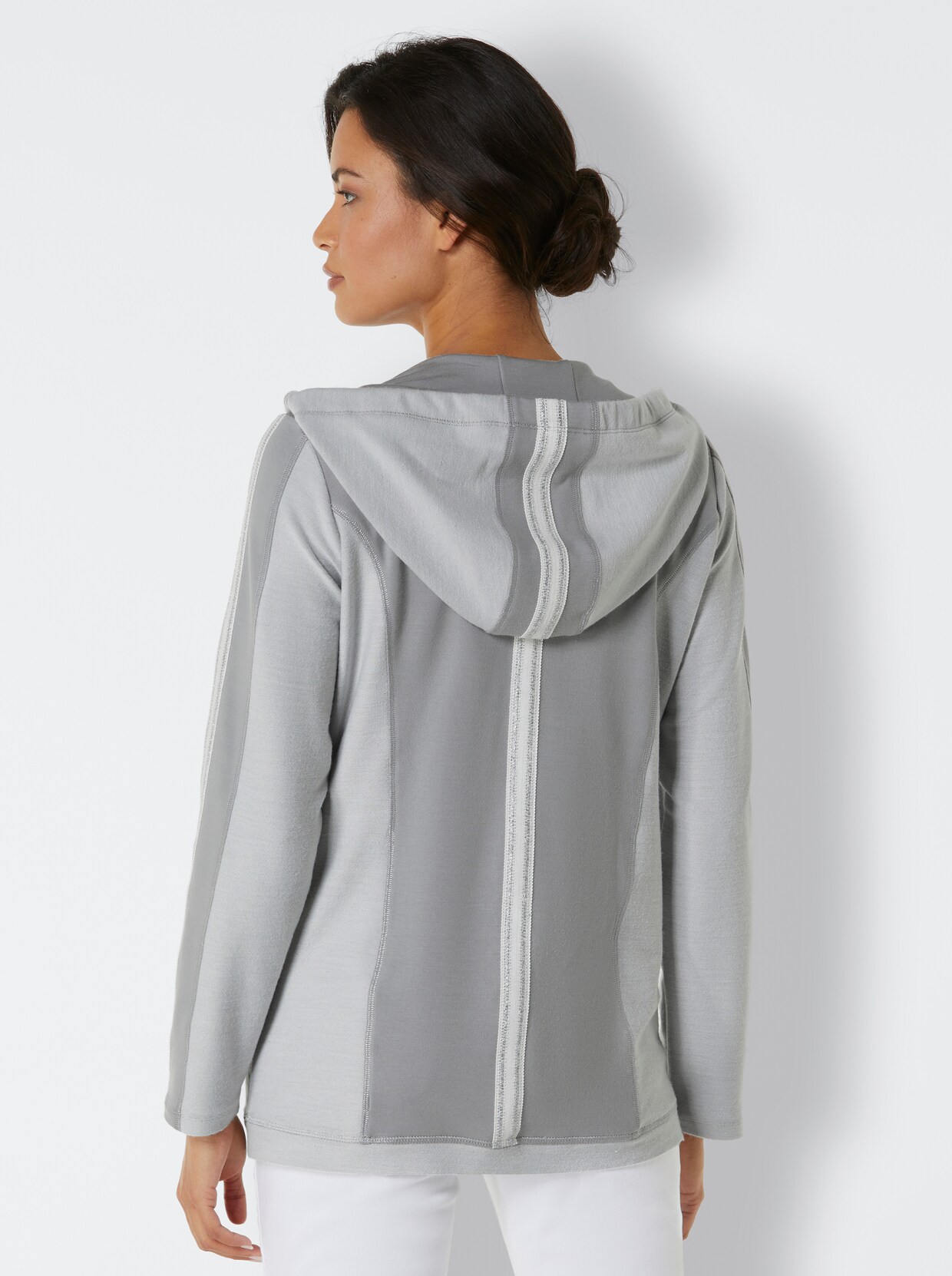 Creation L Premium Lyocell-Shirtjacke - hellgrau-steingrau-gemustert