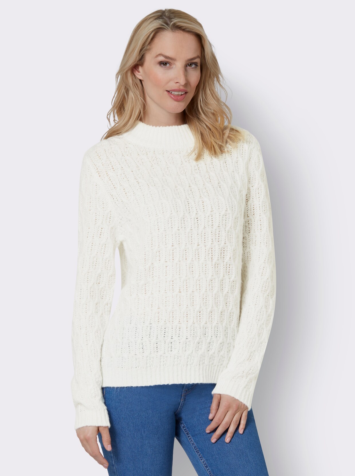 Stehkragenpullover - ecru