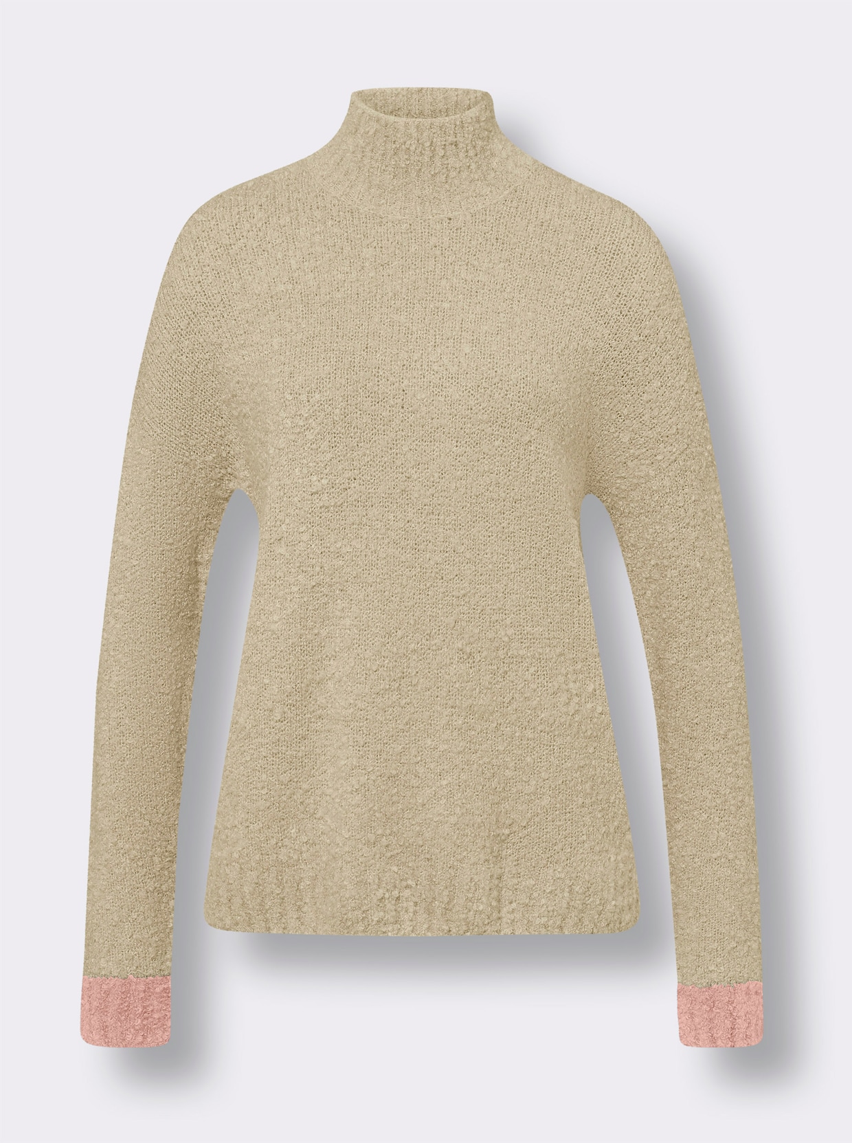 heine Trui met opstaande kraag - beige gemêleerd