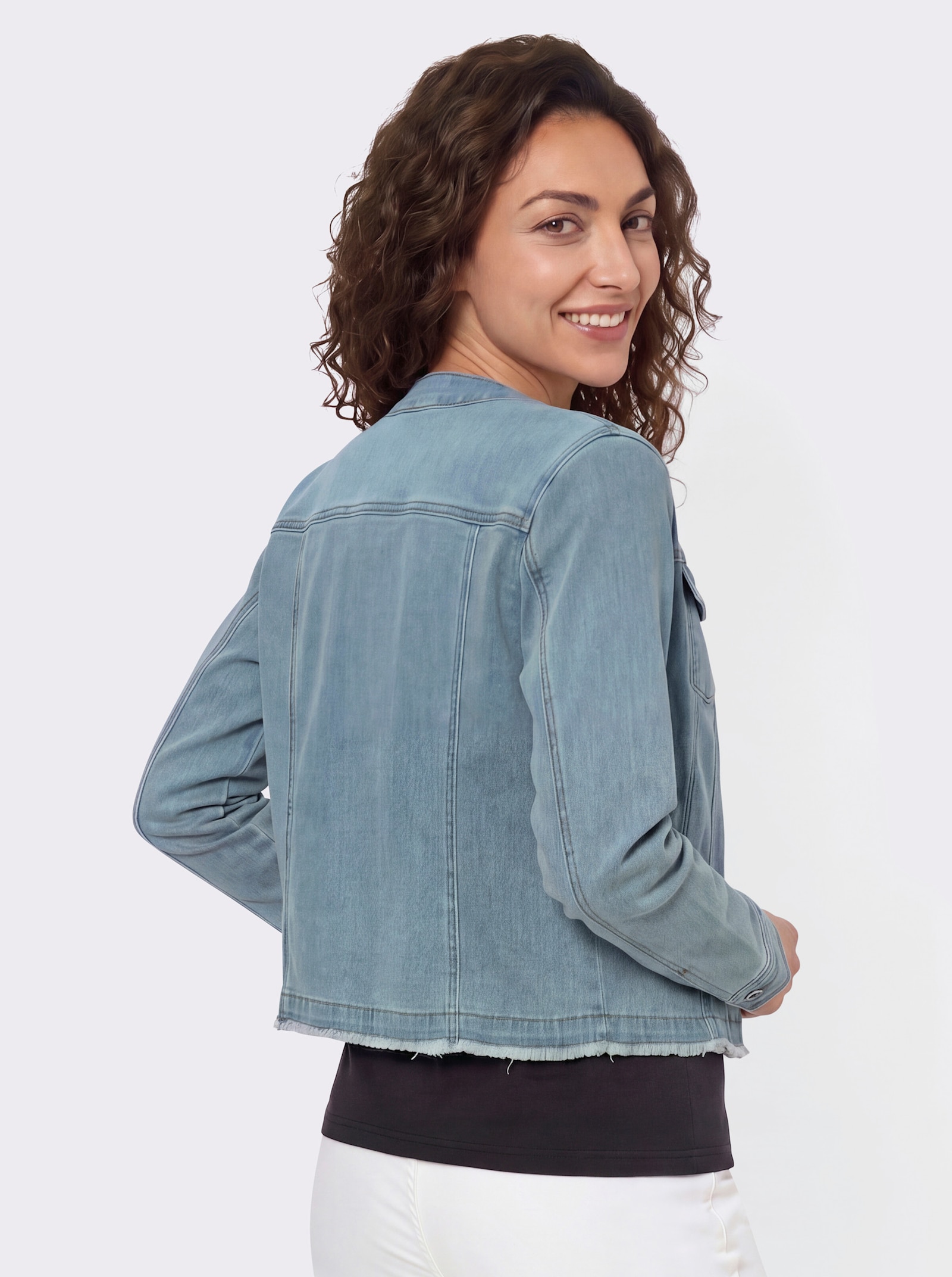 Jeansblazer mit Stickerei - blue-bleached