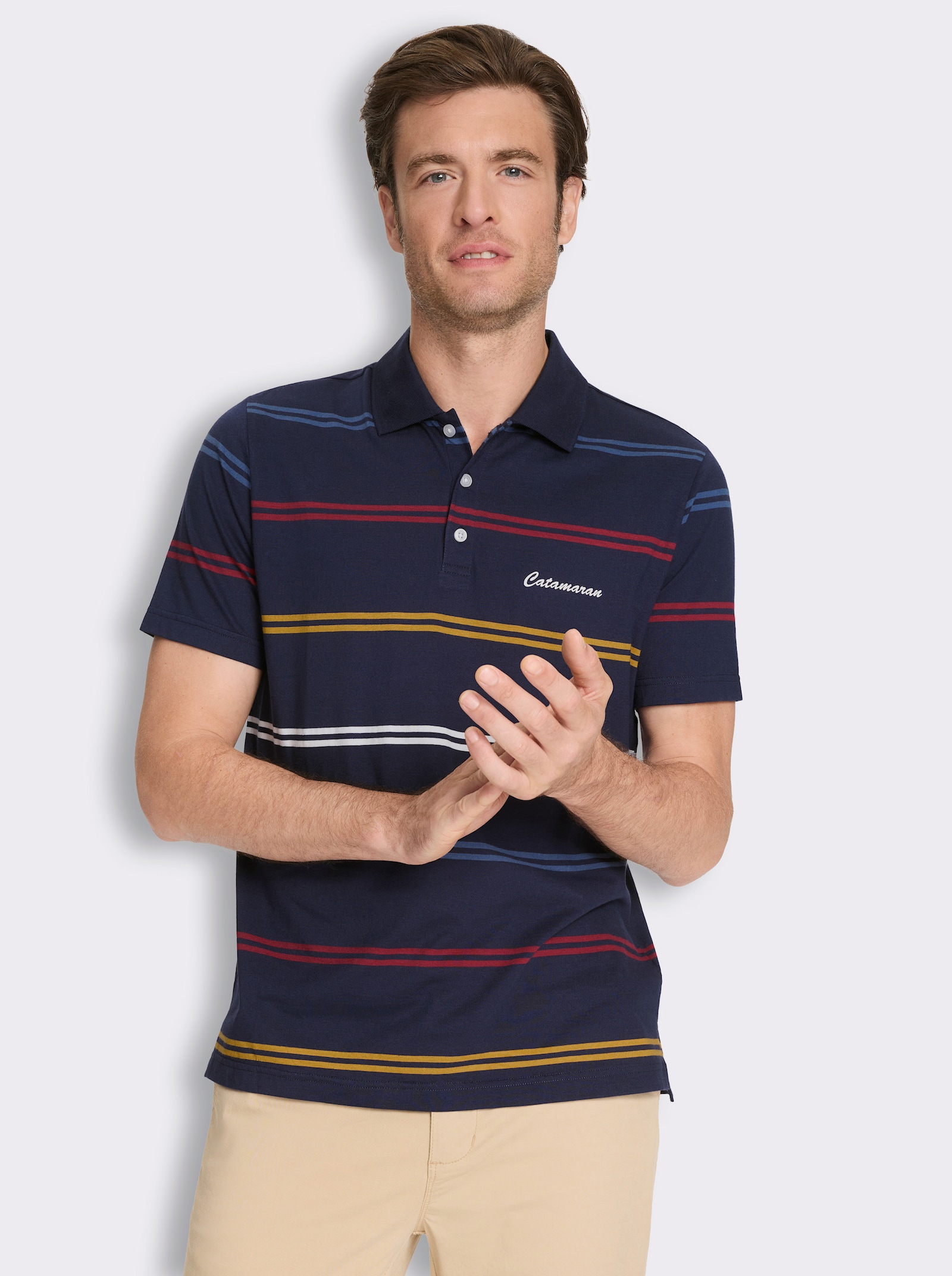 Poloshirt mit Streifen - marine-gestreift