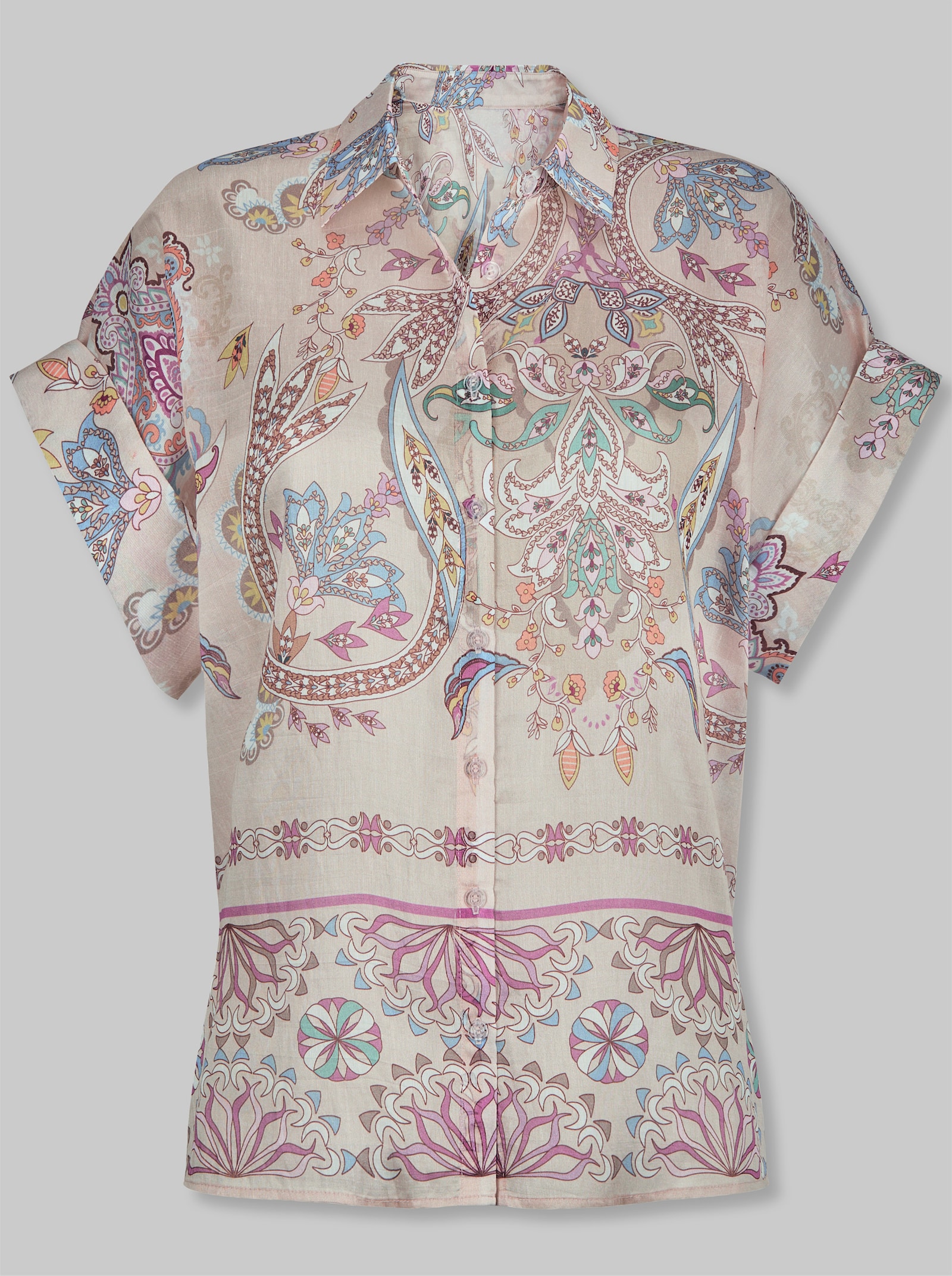 heine Druckbluse mit Seitenschlitzen - elfenbein-bedruckt