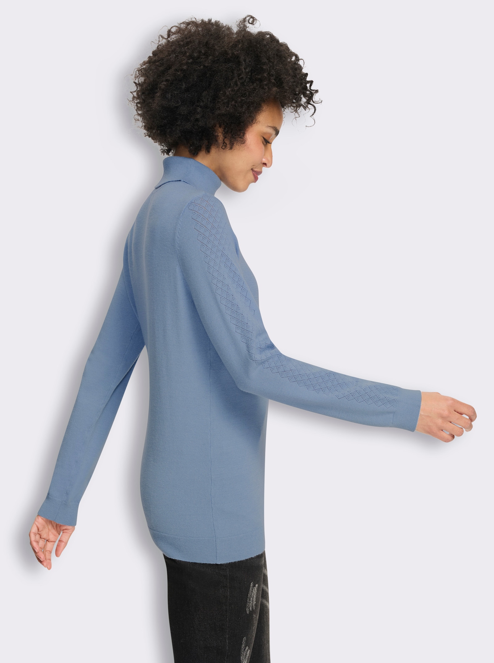 heine Rollkragenpullover mit Ajour-Partien - bleu
