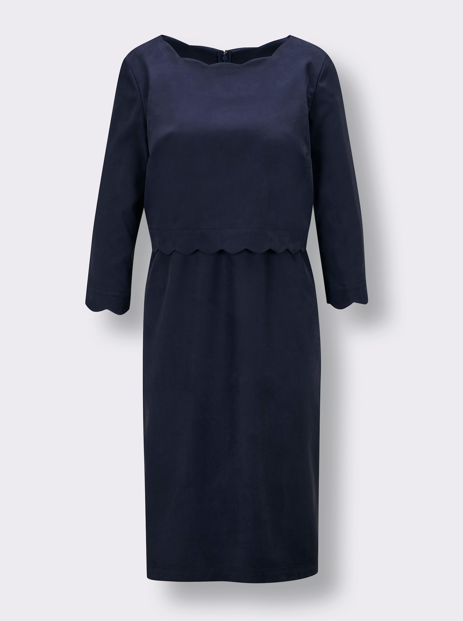 CREATION L PREMIUM Etuikleid in 2-in-1-Optik, gewellte Abschlüsse - marine