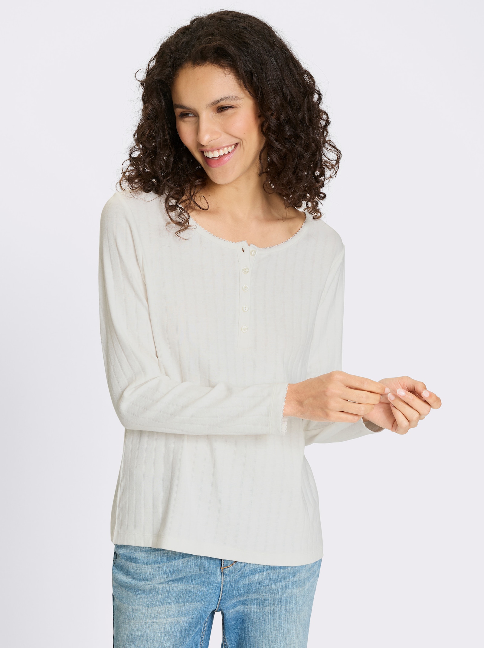 heine T-shirt avec picots - écru