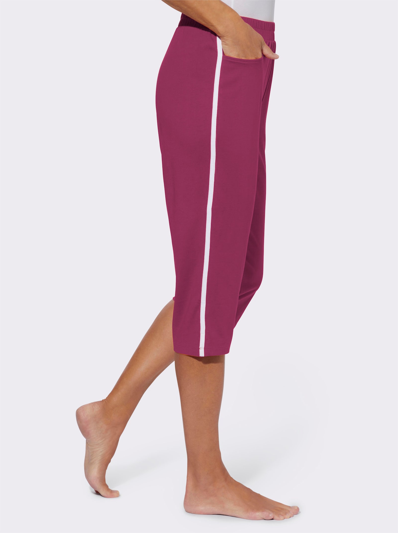 Capribyxa med kontrastpasspoal - malva