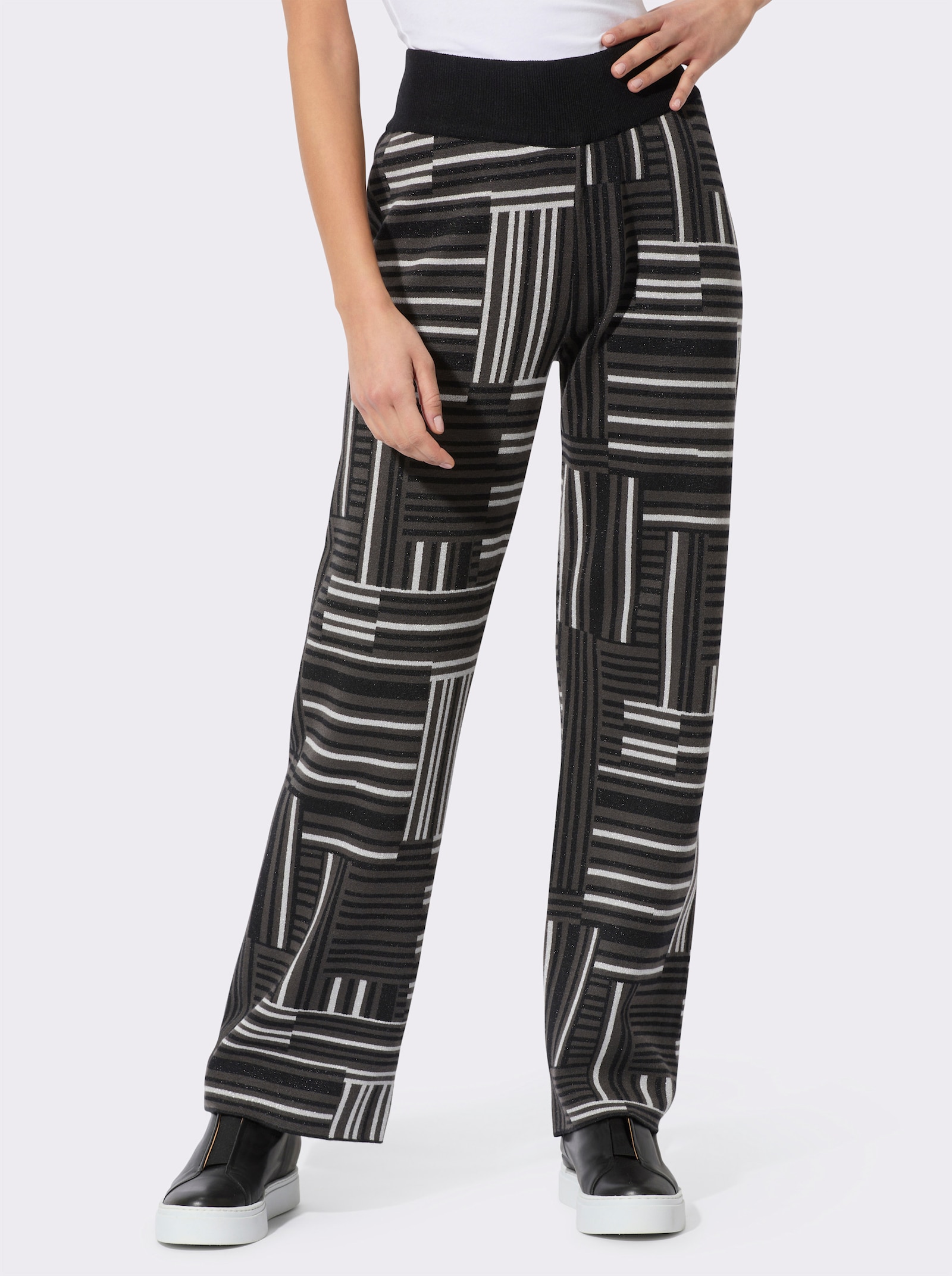 Strickhose im Jacquard-Strick-Dessin - graphit-schwarz-gemustert